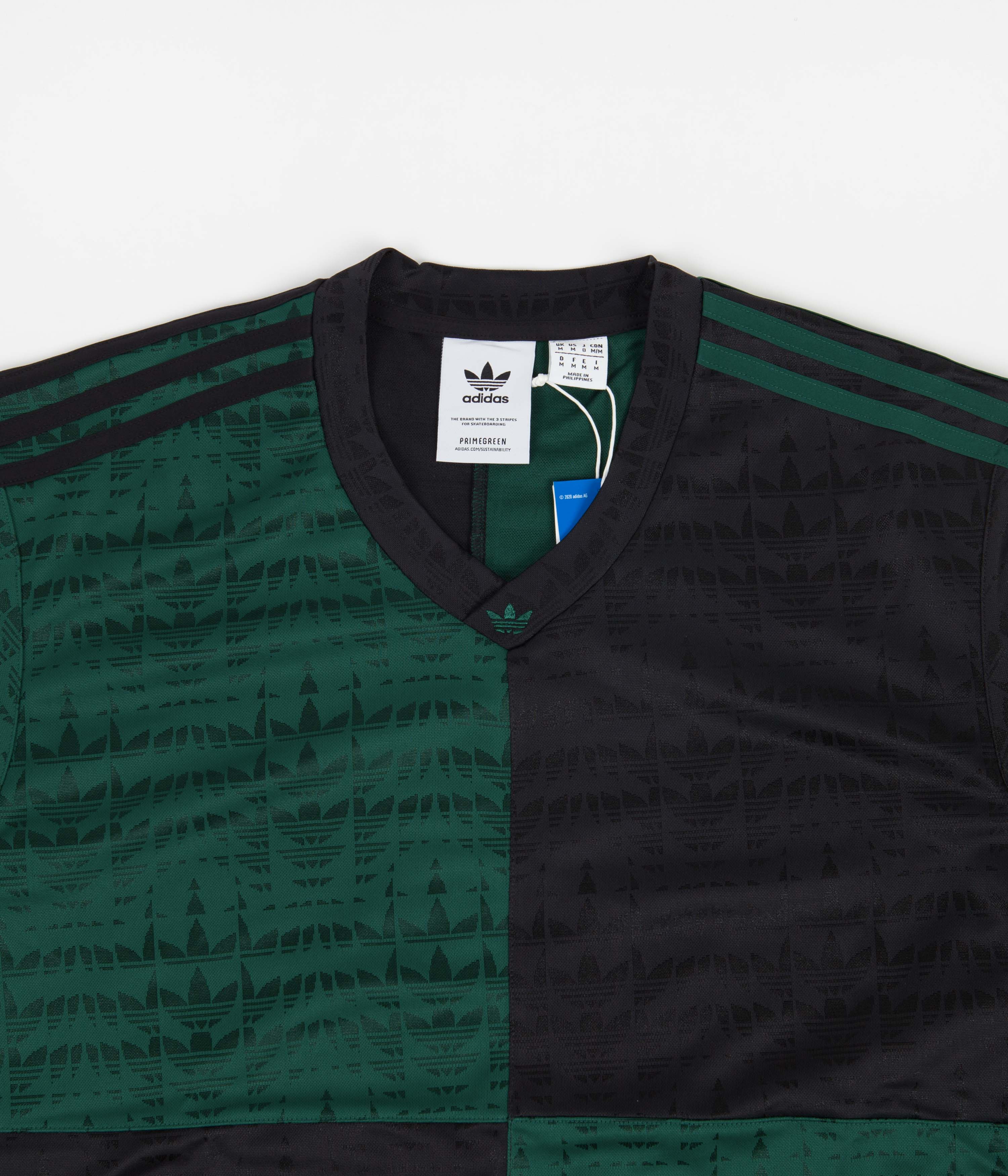 Adidas Checkered Club Long Sleeve Jersey - Collegiate Green / Black - Image 3