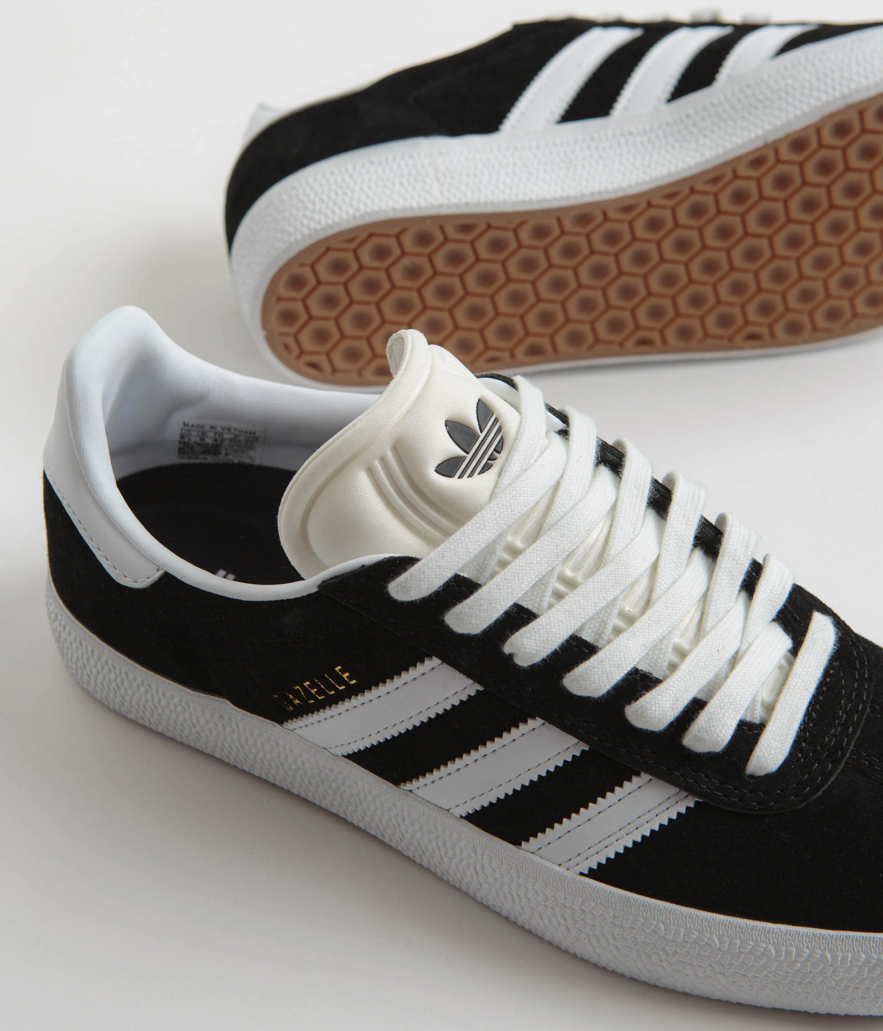 Adidas Gazelle Adv Shoes - Core Black / White / Gold Metallic - Image 3