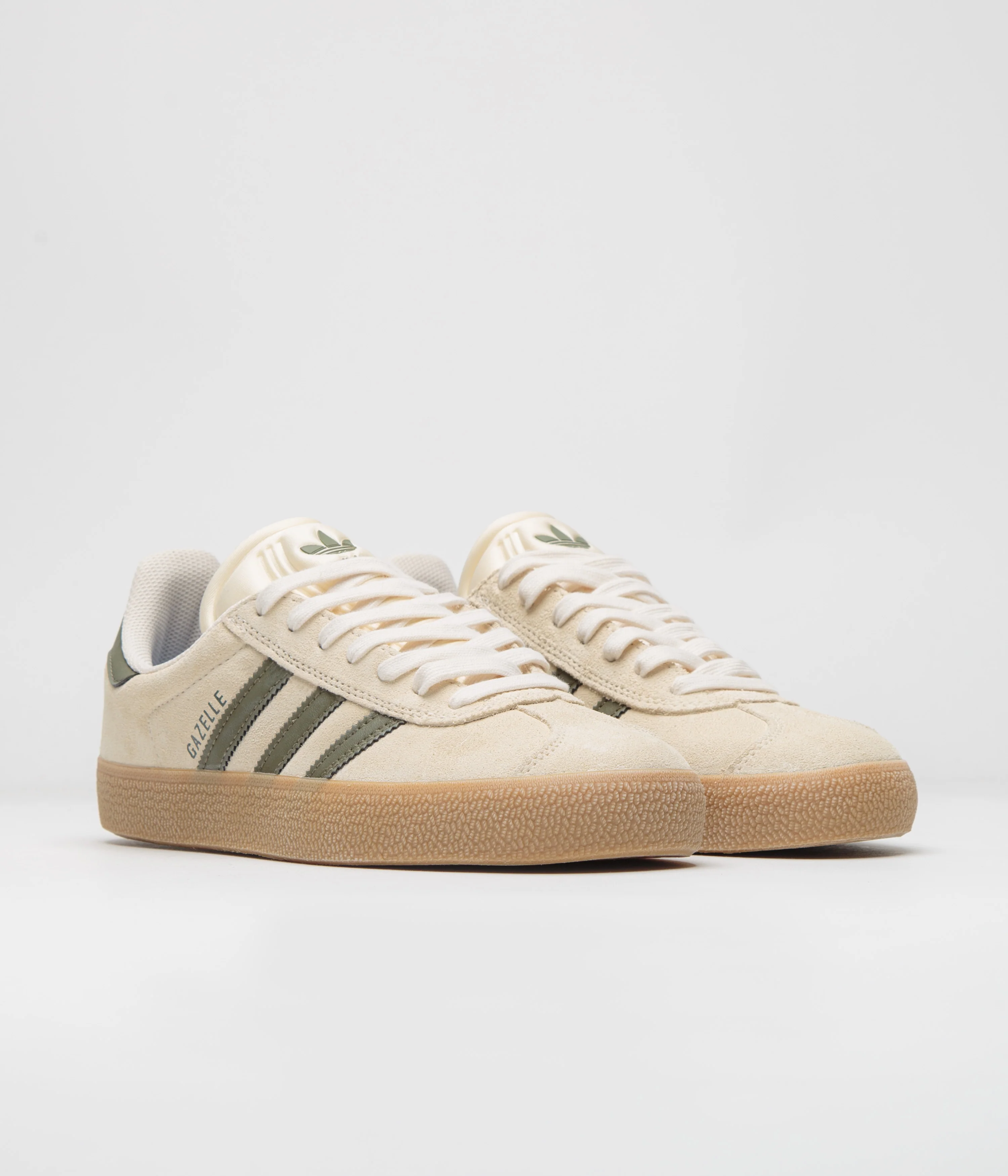 Adidas Gazelle ADV Shoes - Ecru Tint / Focus Olive / Gum - Image 2
