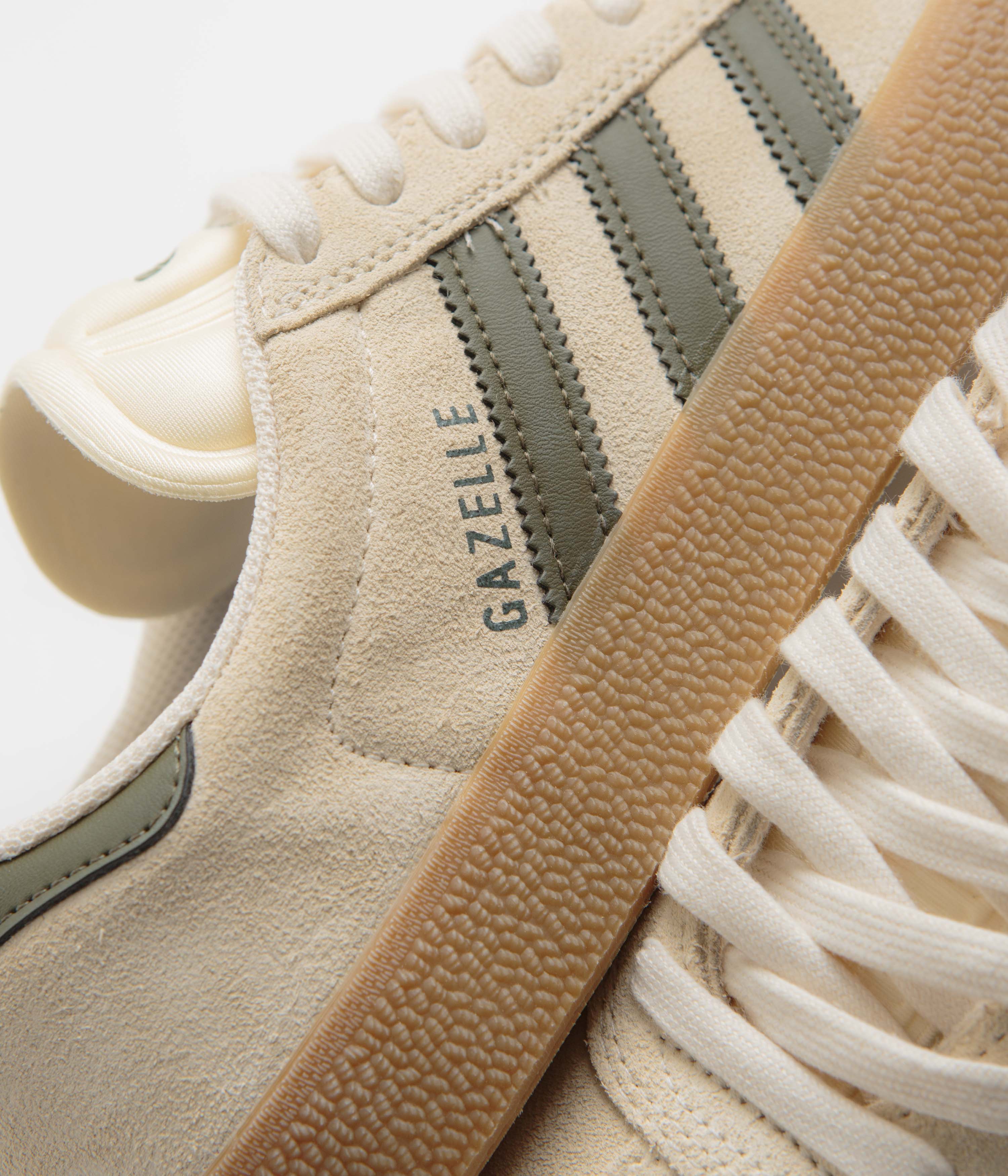 Adidas Gazelle ADV Shoes - Ecru Tint / Focus Olive / Gum - Image 3
