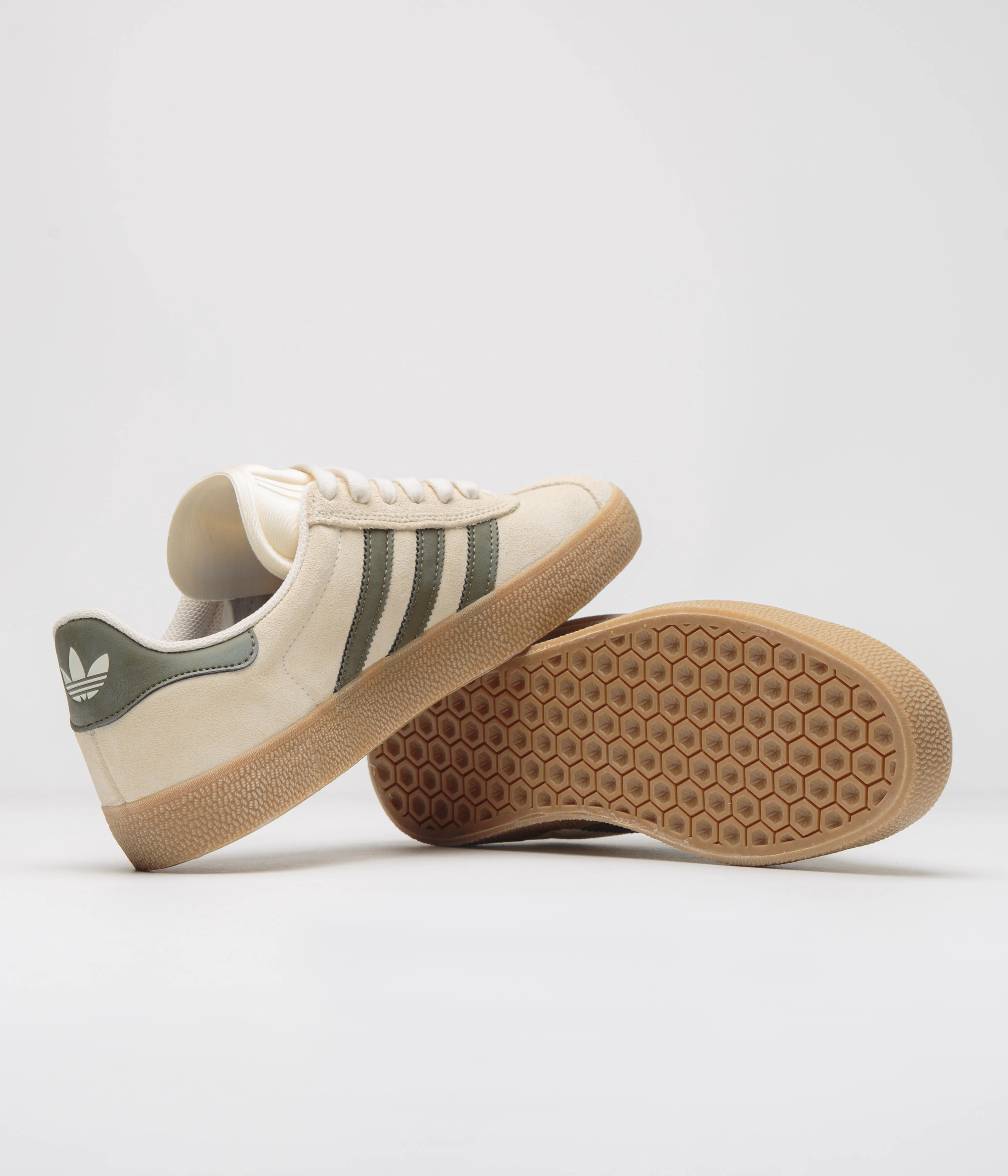 Adidas Gazelle ADV Shoes - Ecru Tint / Focus Olive / Gum - Image 5