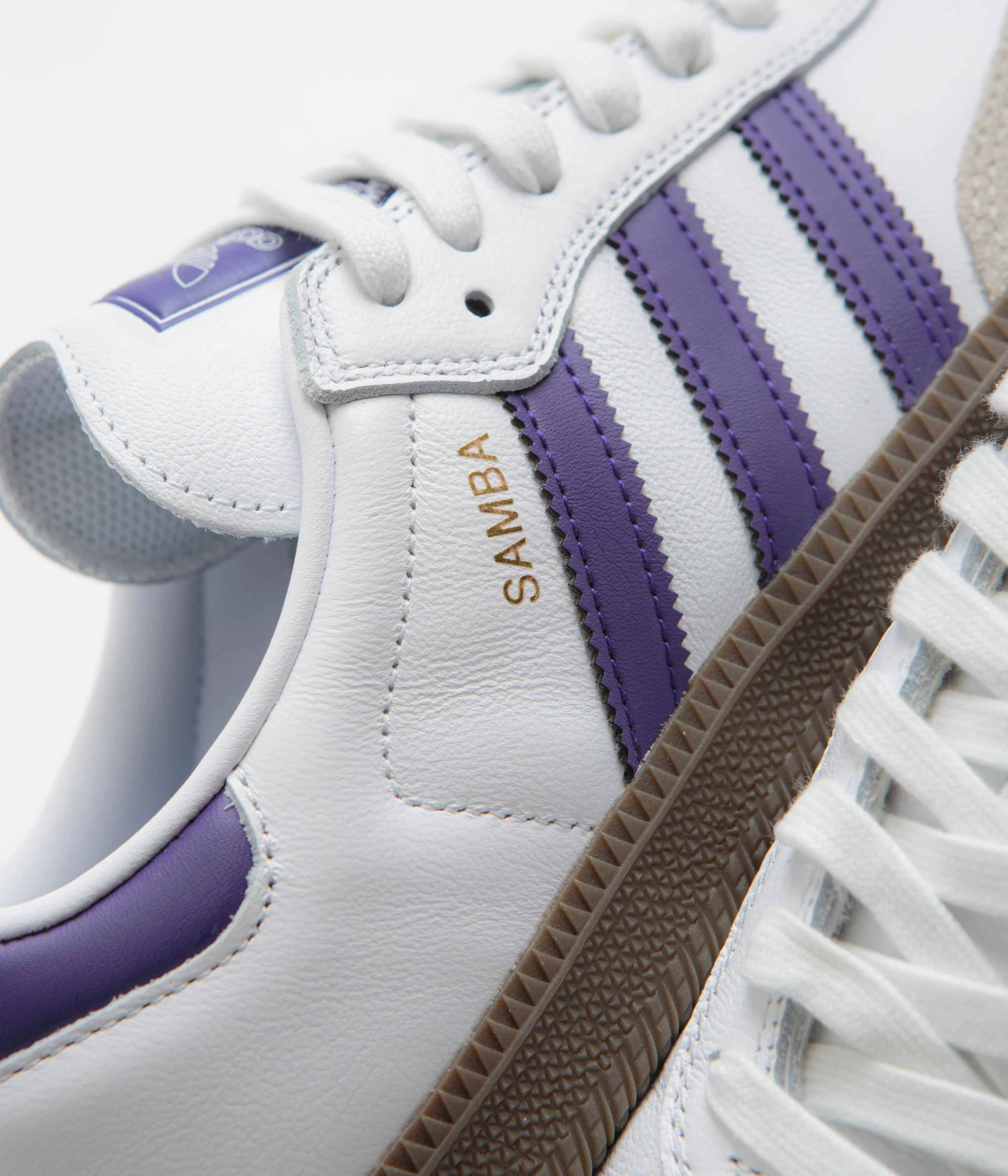 Adidas Samba ADV Shoes - Cloud White / Collegiate Purple / Gold Metallic - Image 3