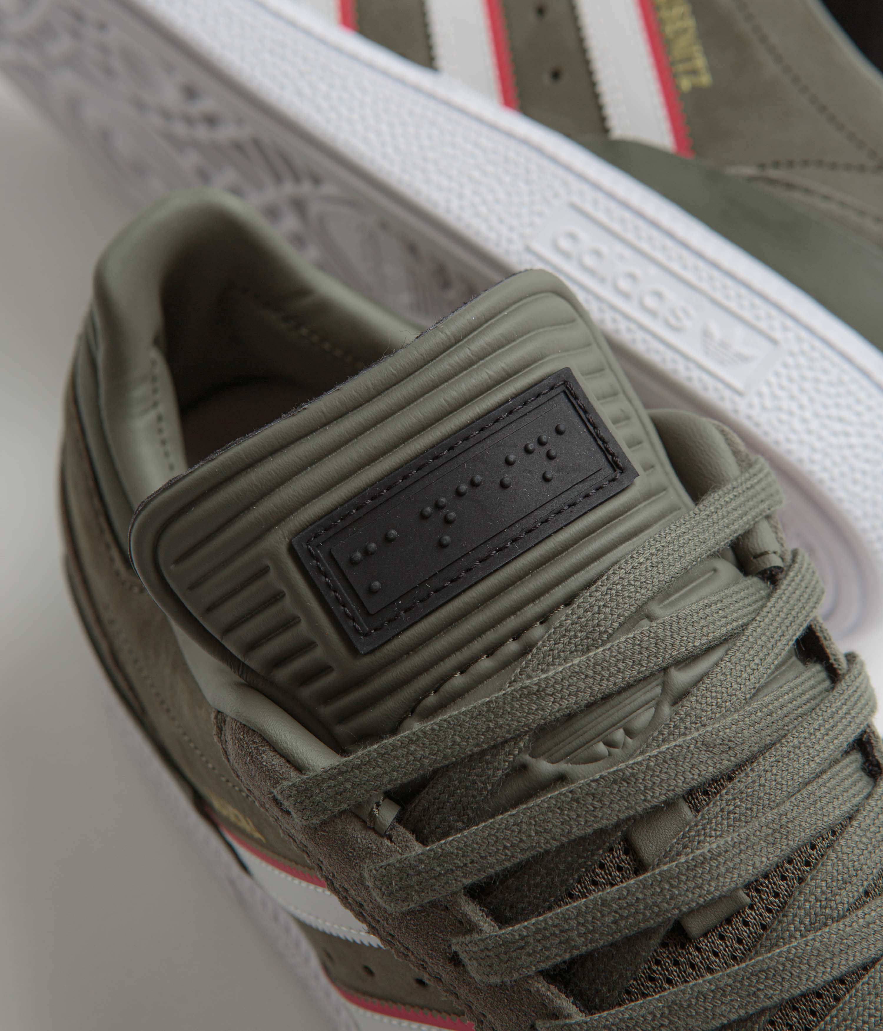 Adidas x Dan Mancina Busenitz Shoes - Olive Strata / Red / FTWR White - Image 3