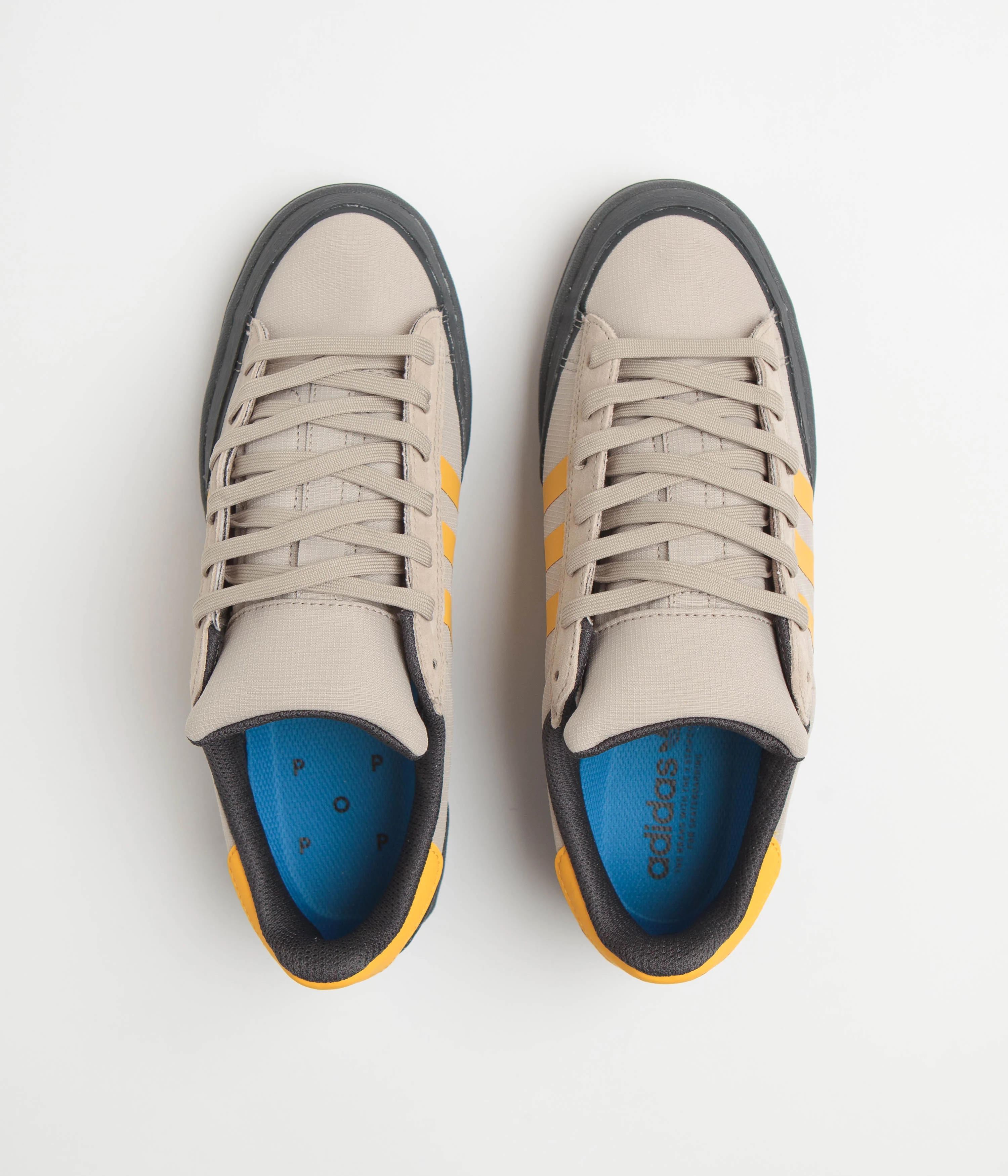 Adidas x Pop Trading Company Campus ADV Shoes - Grey Six / Active Gold / Clay Brown - Image 7