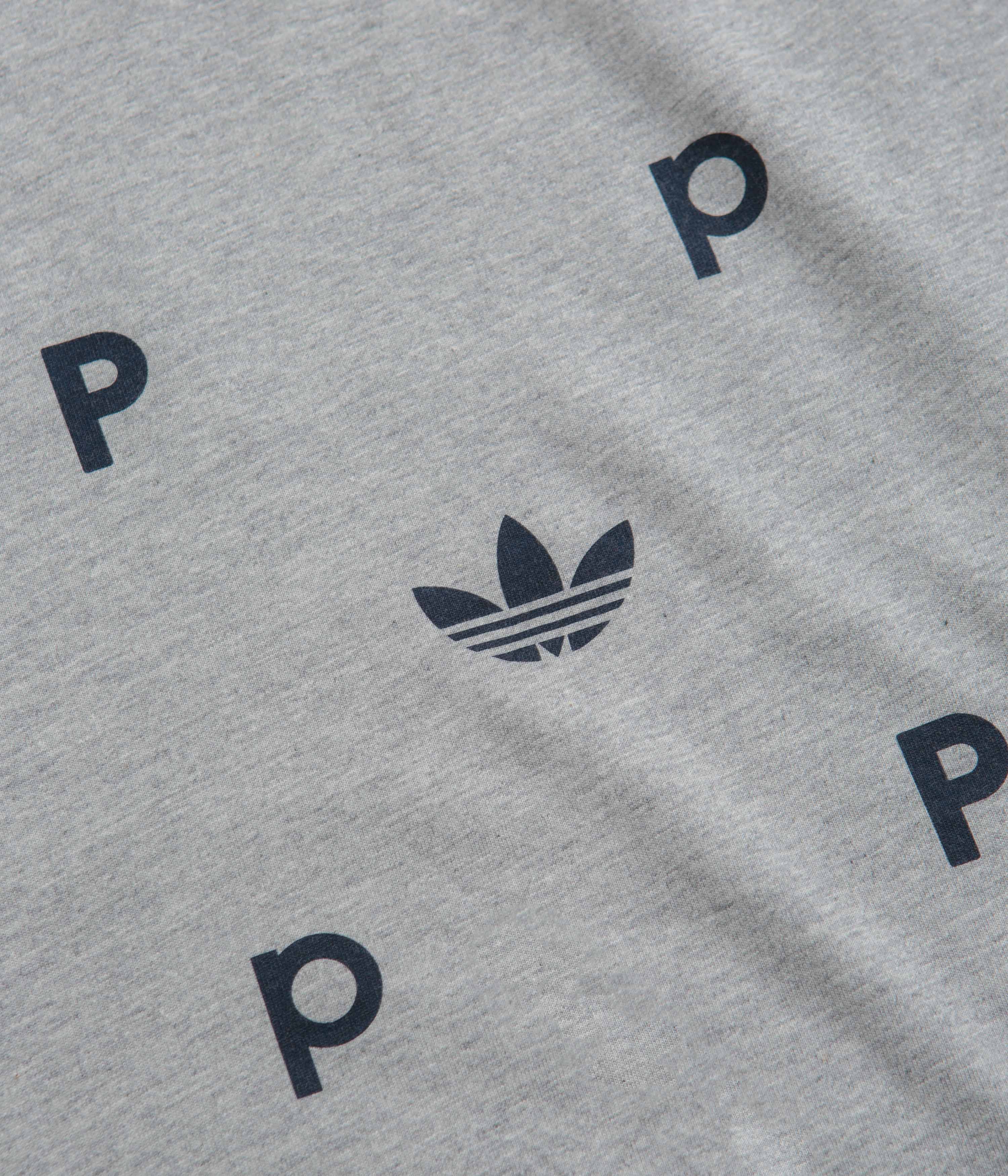 Adidas x Pop Trading Company Classic T-Shirt - Medium Grey Heather / Collegiate Navy - Image 3