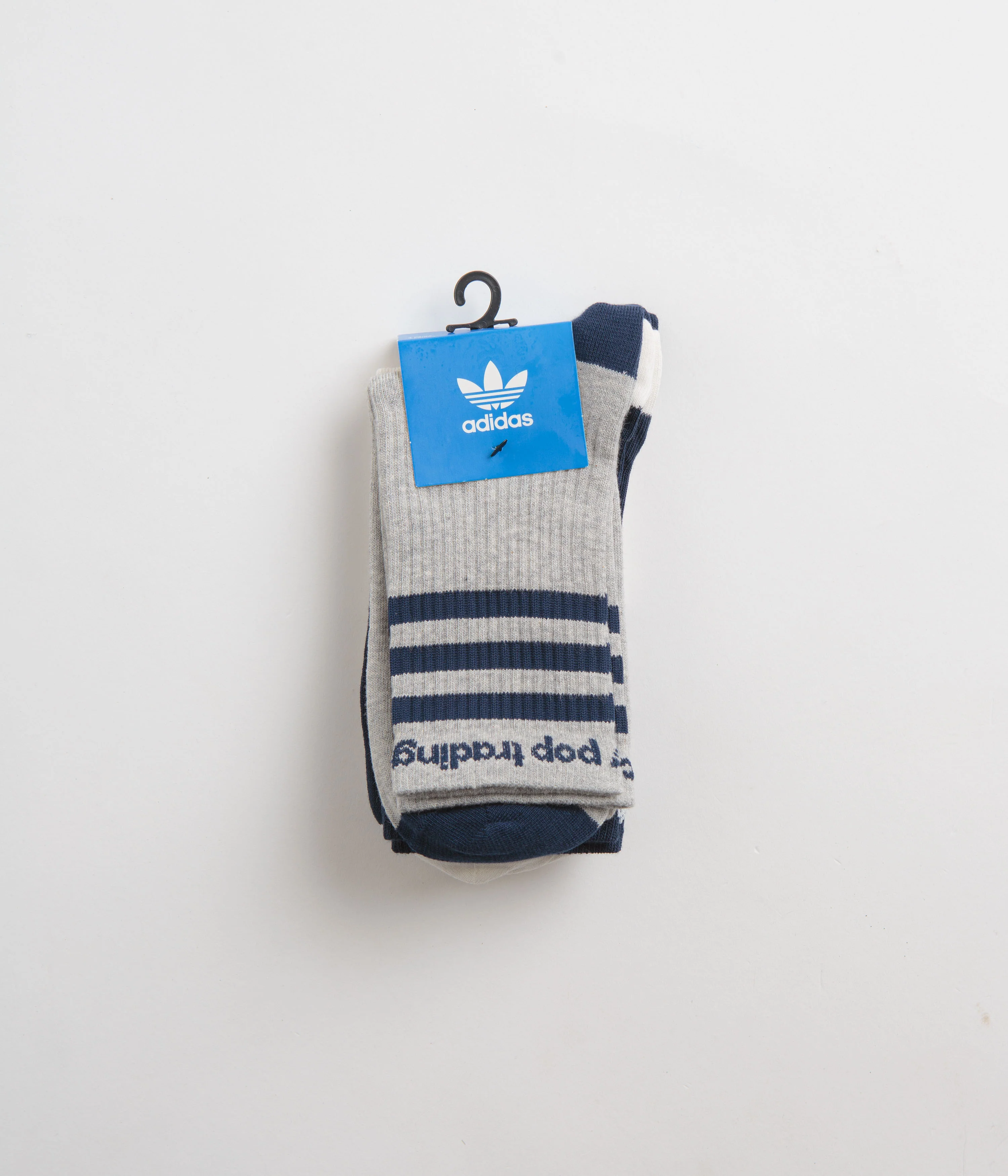 Adidas x Pop Trading Company Crew Socks (3 Pack) - Medium Grey Heather / Collegiate Navy / Chalk White - Image 3