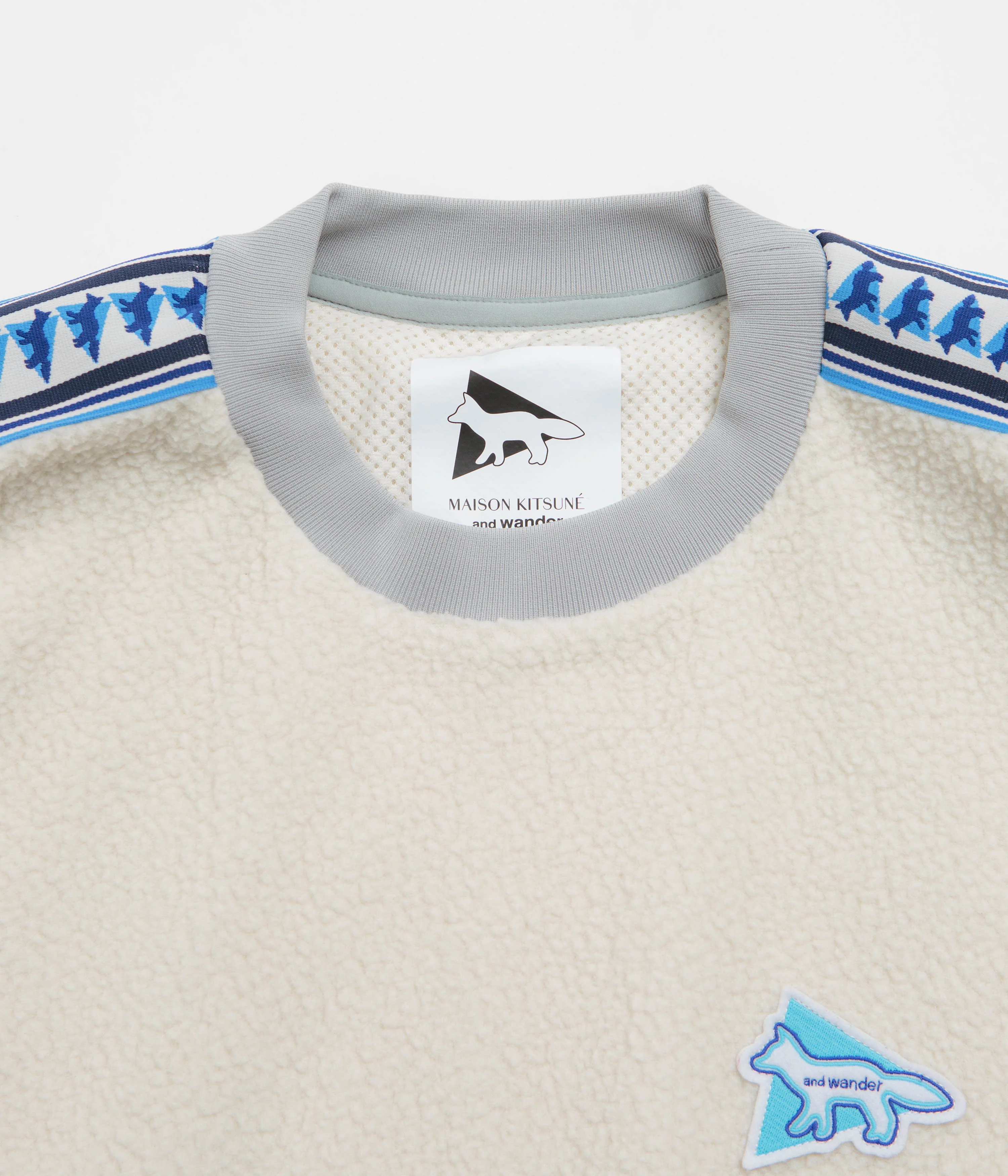 and wander x Maison Kitsune Pullover Fleece Sweatshirt - White - Image 4