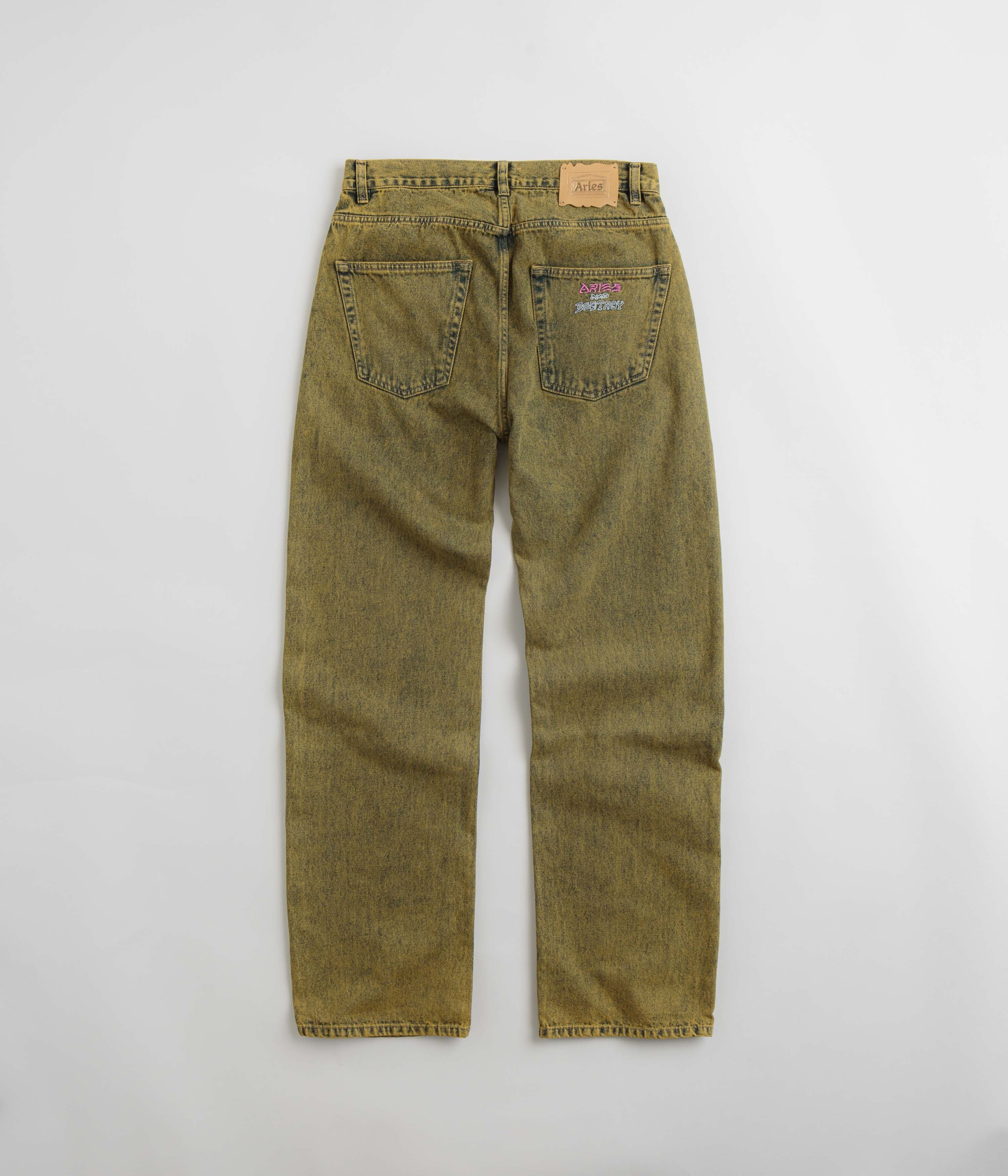 Aries Acid Wash Batten Jeans - Gold - Image 3
