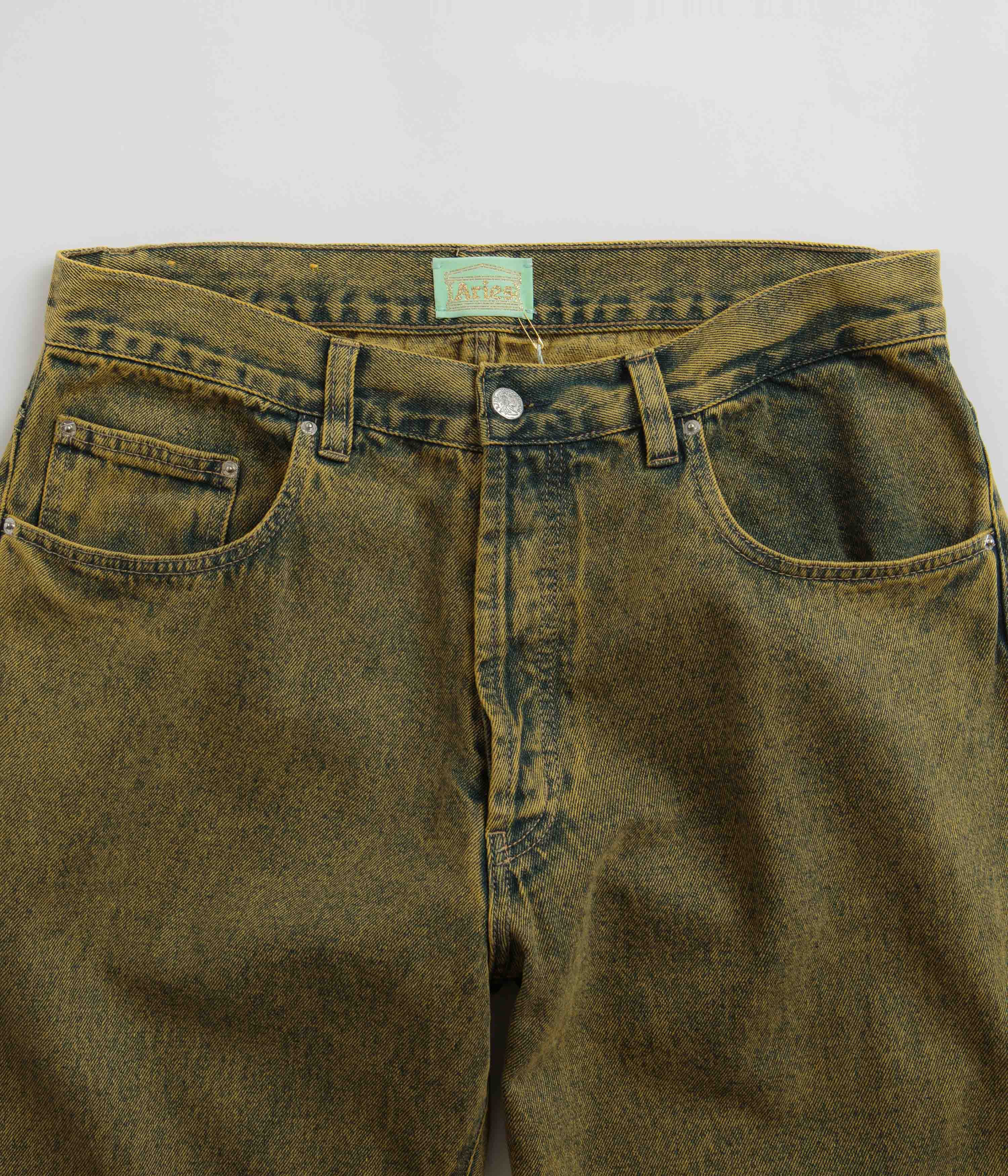 Aries Acid Wash Batten Jeans - Gold - Image 4