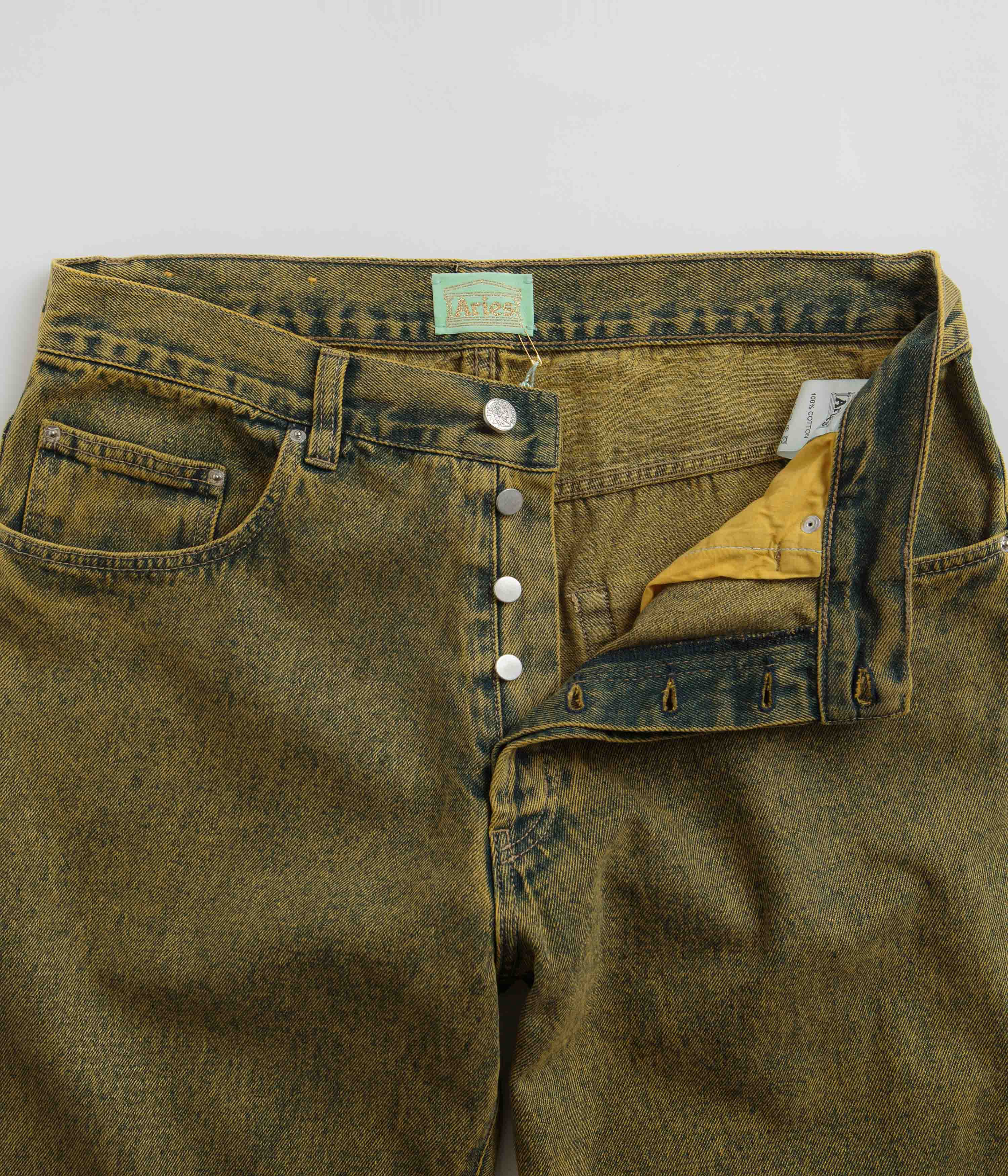 Aries Acid Wash Batten Jeans - Gold - Image 5
