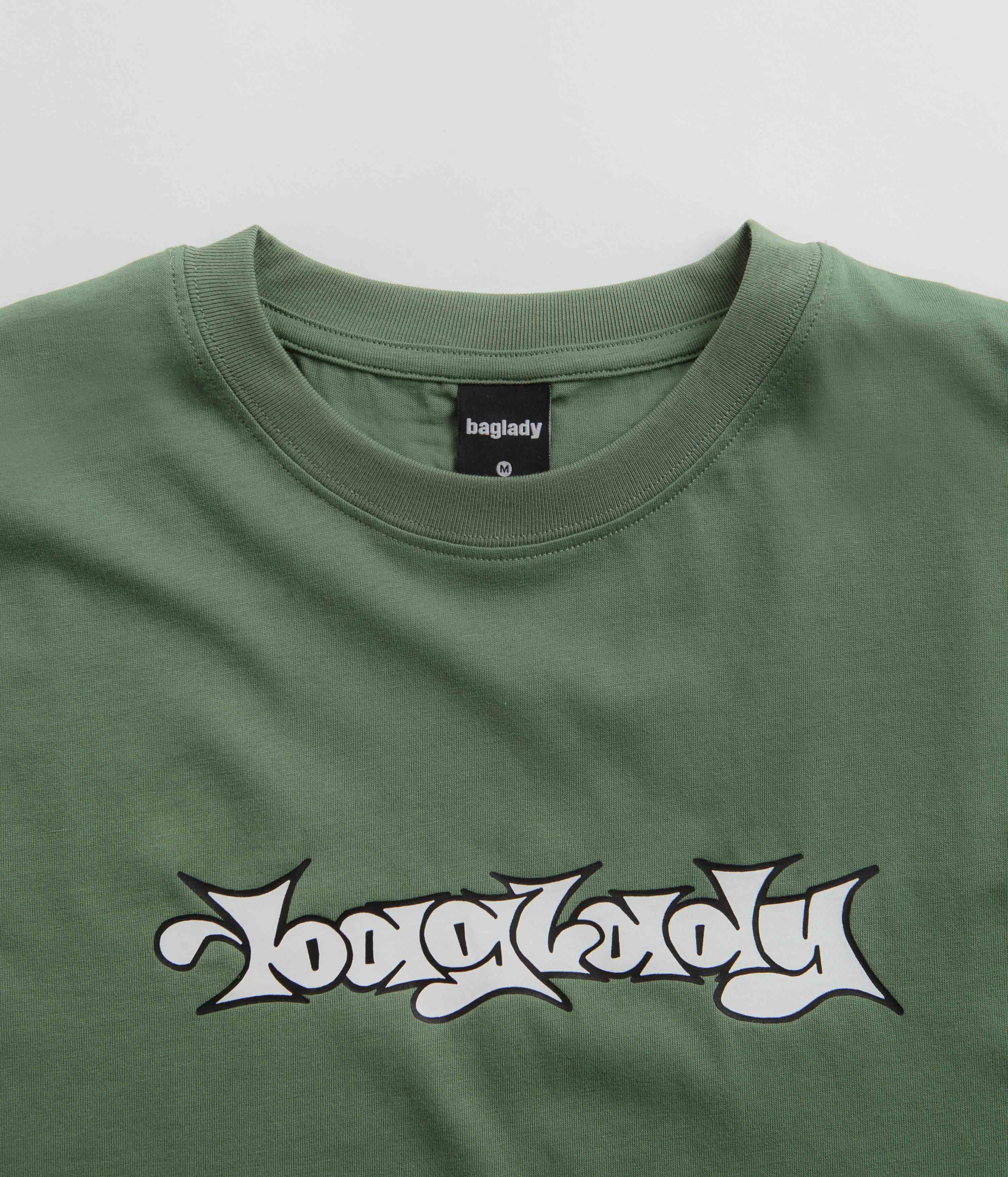 Baglady Bootleg Throw Up Logo T-Shirt - Sage Green - Image 3