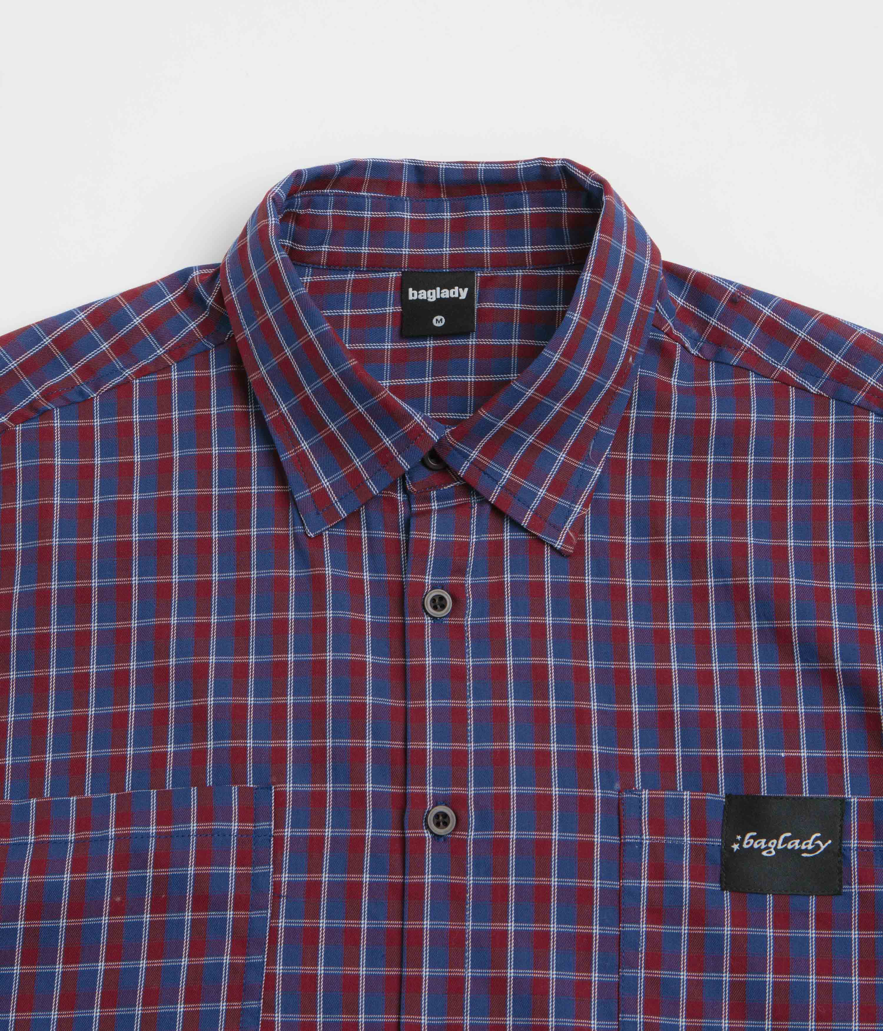 Baglady Plaid Short Sleeve Shirt - Red / Blue - Image 3