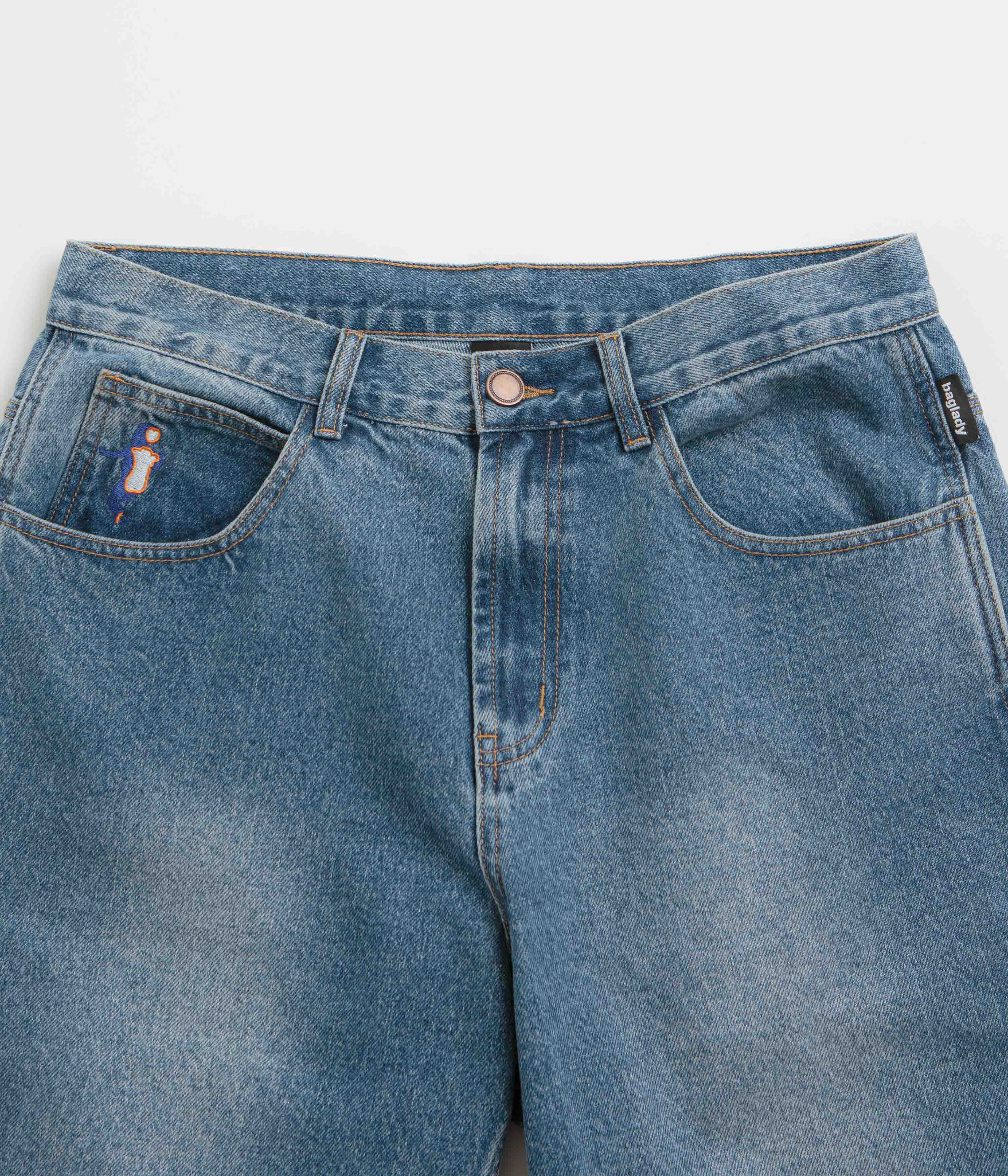 Baglady Warp Denim Shorts - Acid Wash - Image 4