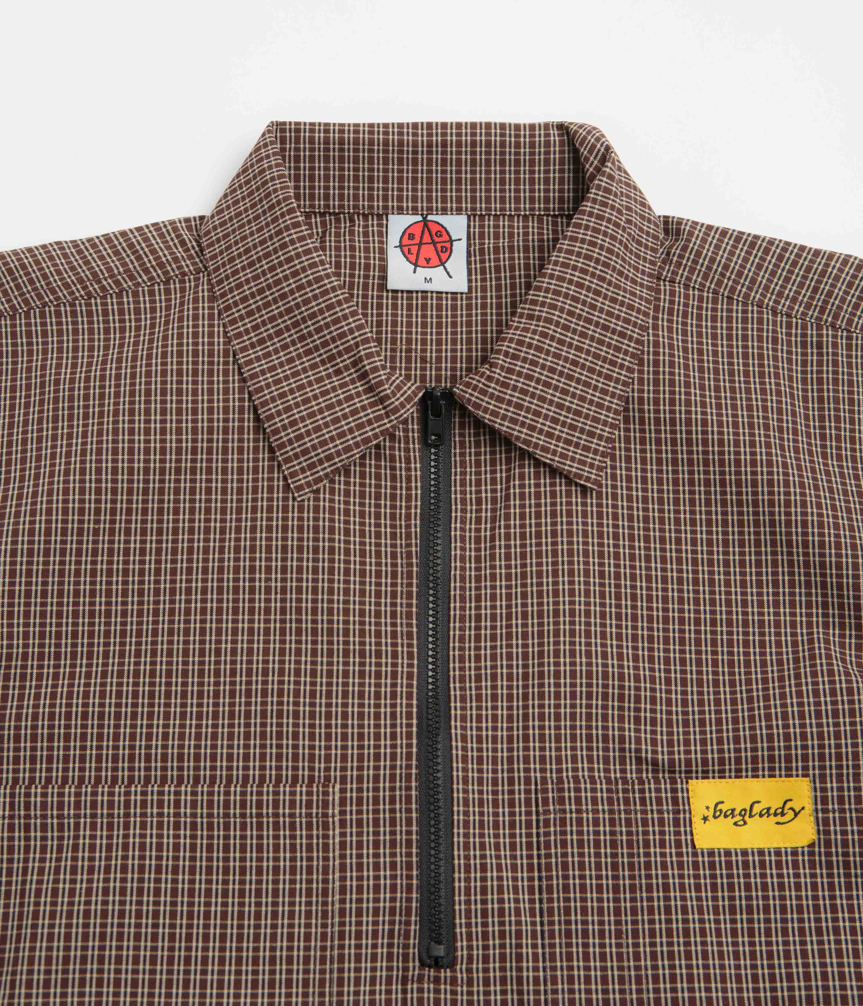 Baglady Workwear Polo Shirt - Brown Plaid - Image 3