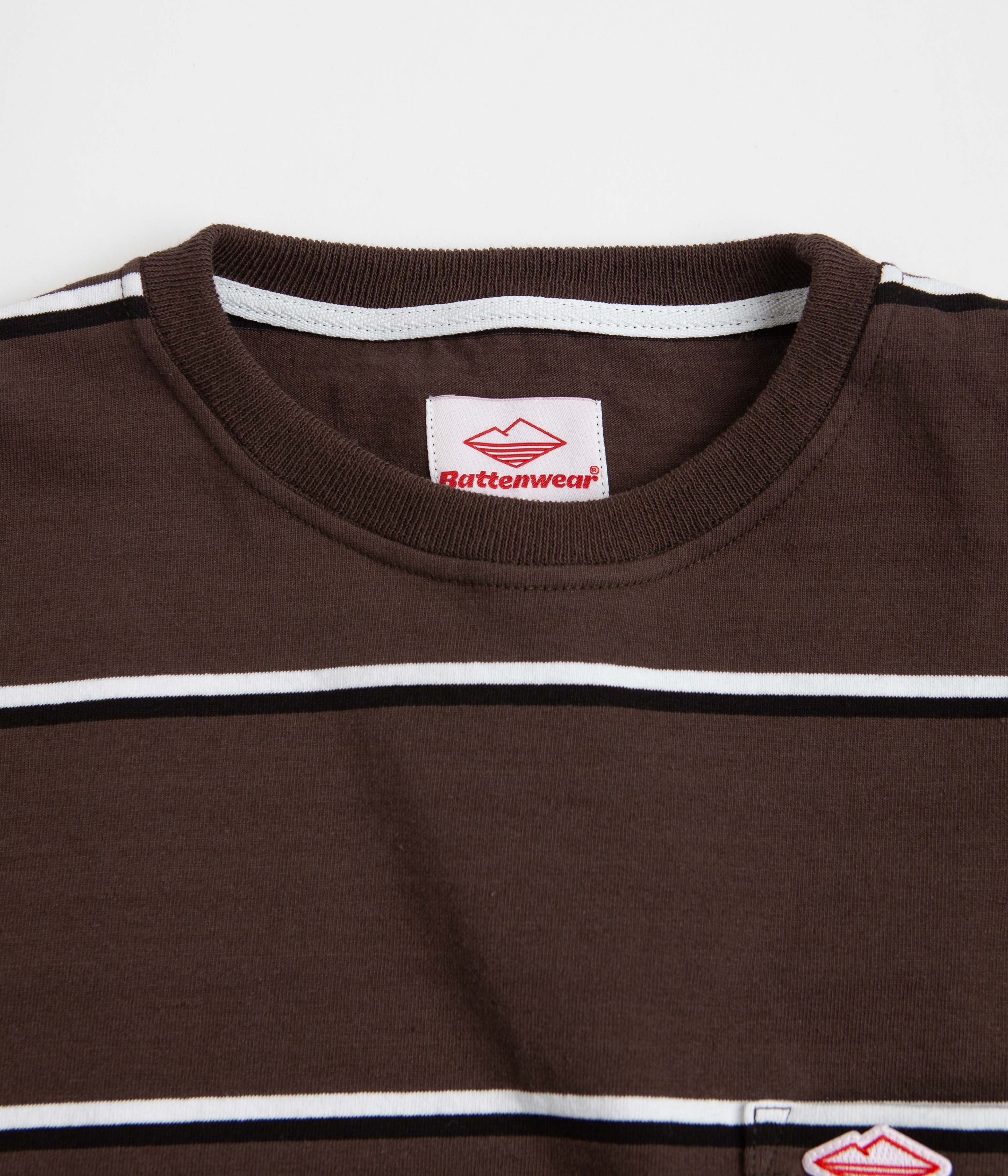 Battenwear Pocket Rugby T-Shirt - Olive Stripe - Image 2