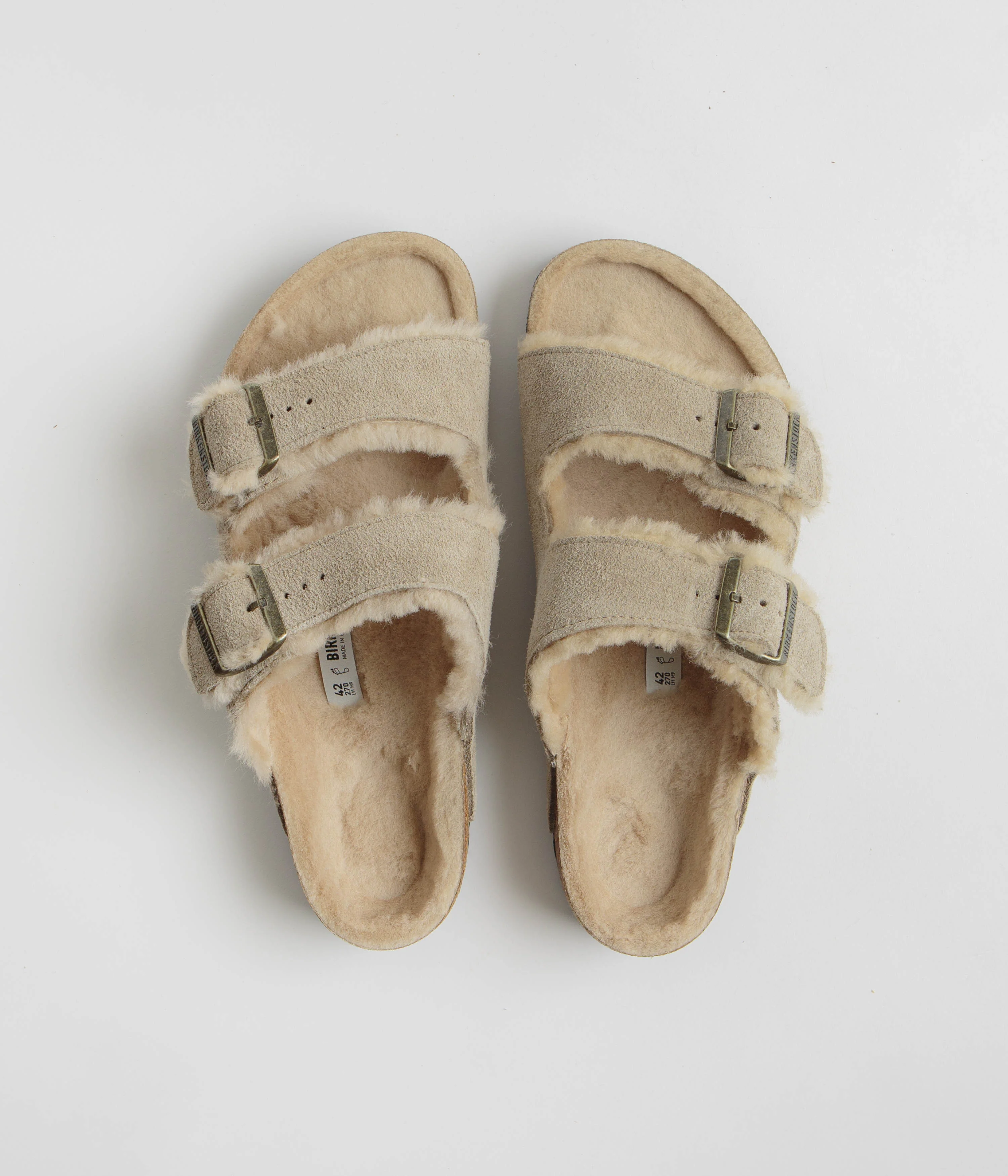 Birkenstock Arizona Shearling Sandals - Taupe - Image 7