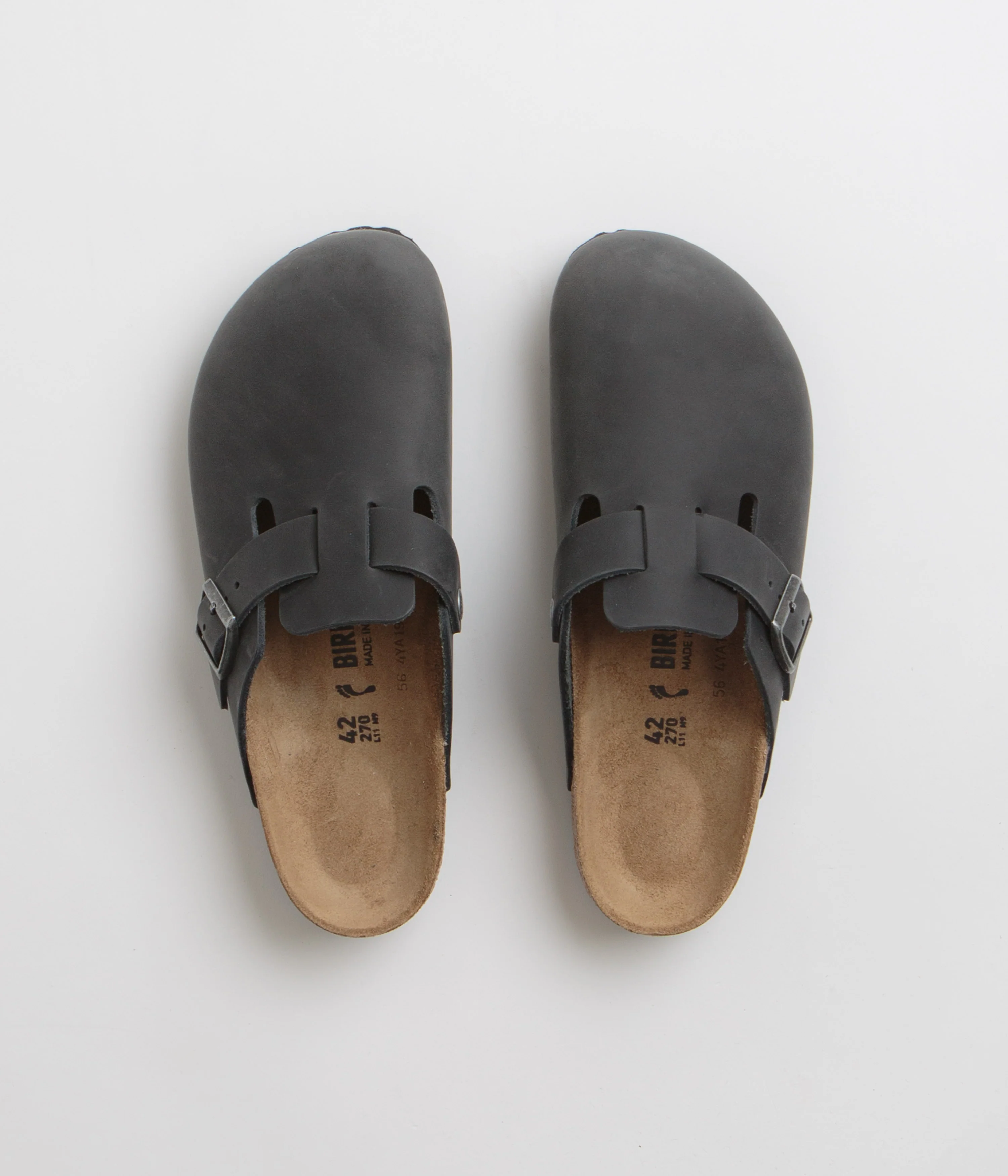 Birkenstock Boston Narrow Oiled Leather Clogs - Black - Image 6