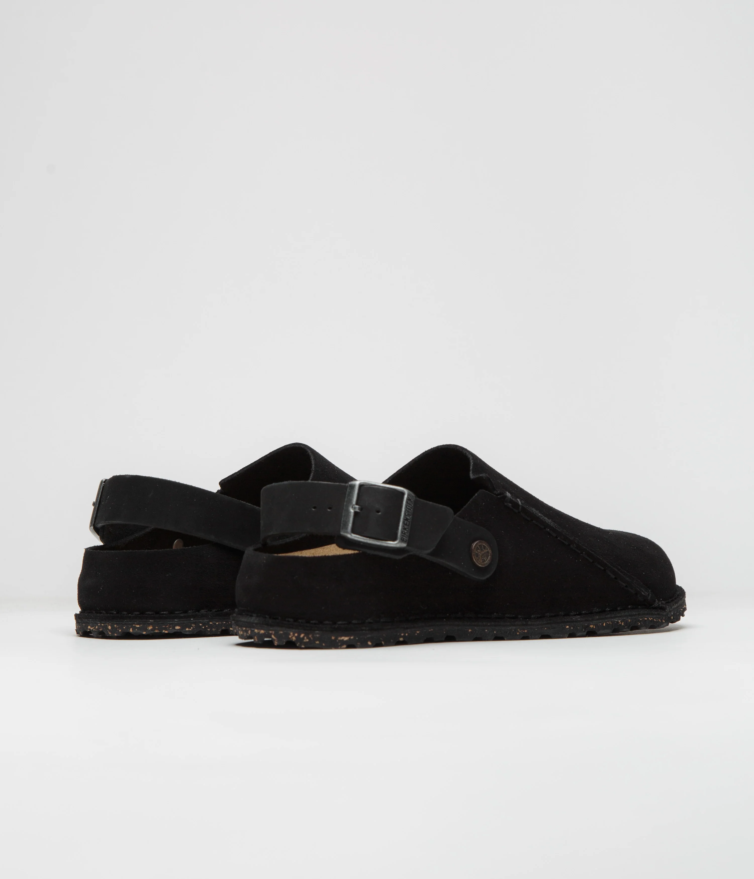 Birkenstock Lutry Narrow Premium Suede Sandals - Black - Image 4