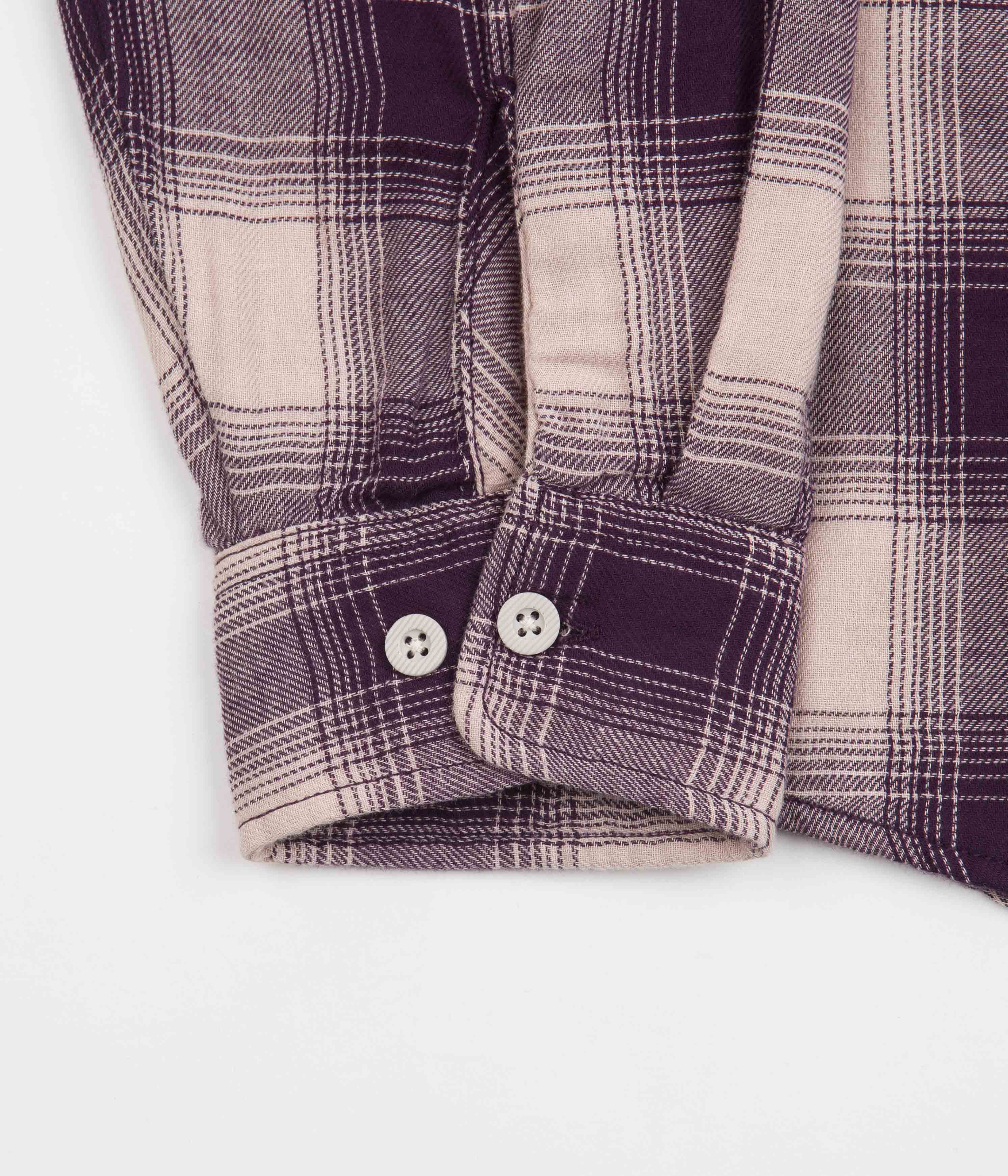 Brixton Bowery Summer Weight Flannel Shirt - Purple / Beige - Image 2