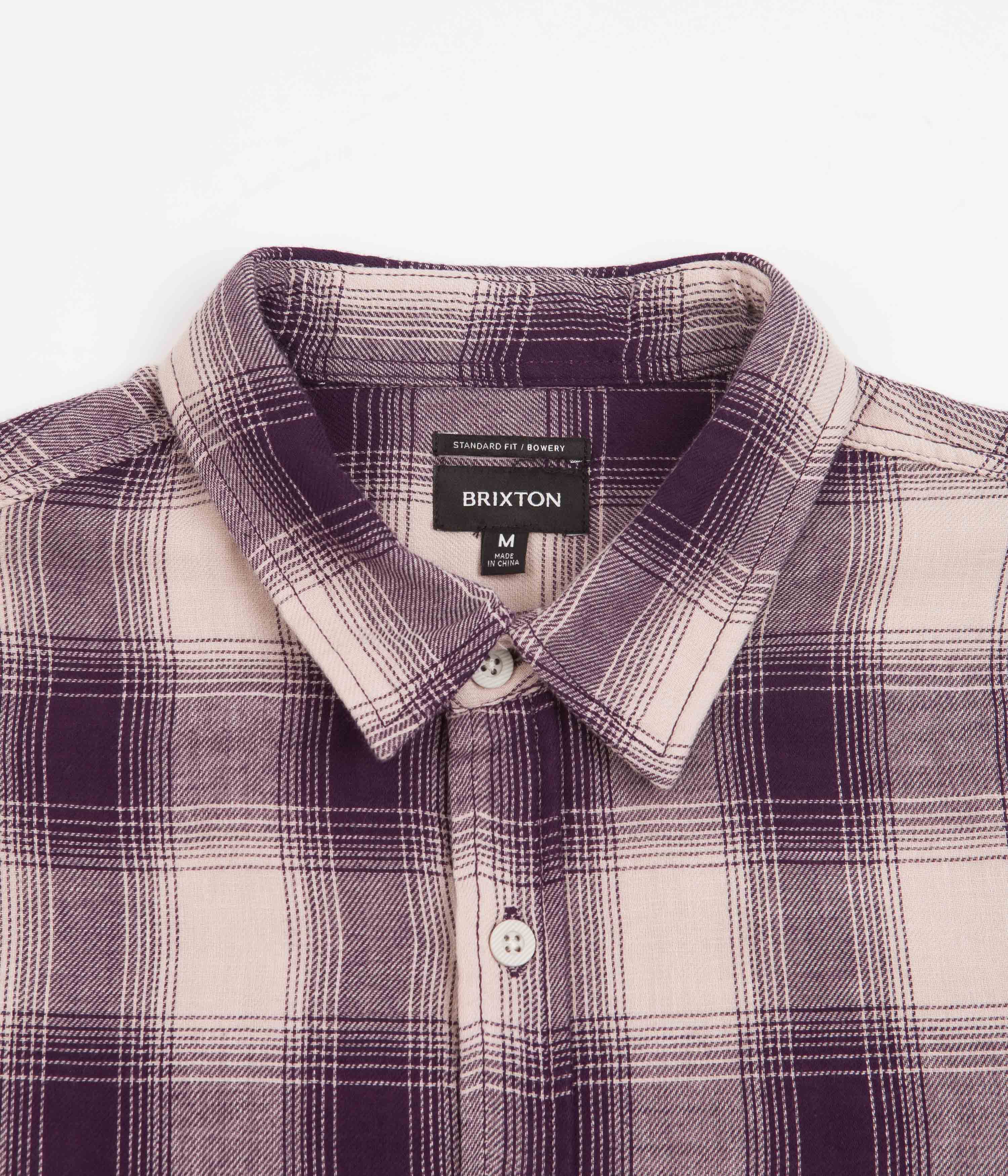 Brixton Bowery Summer Weight Flannel Shirt - Purple / Beige - Image 3