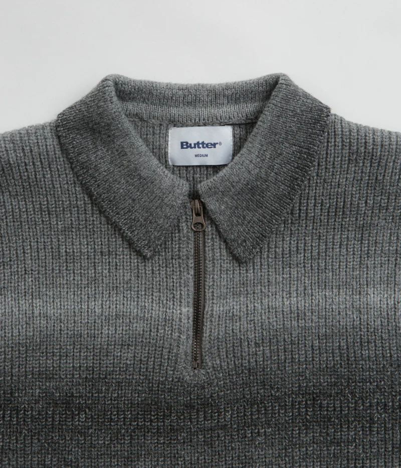 Butter Goods Beams 1/4 Zip Knit Polo Sweatshirt - Charcoal - Image 4
