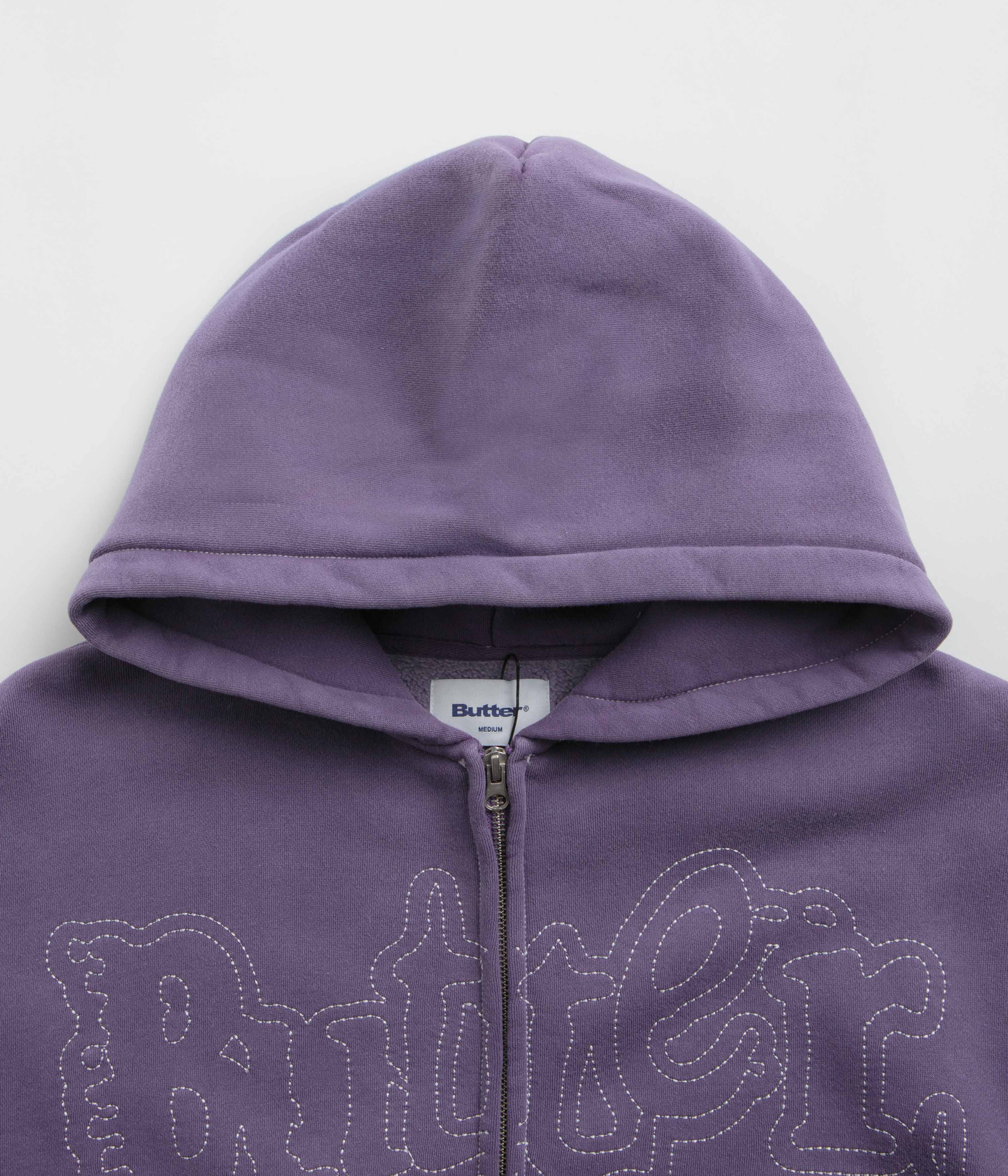 Butter Goods Breakdown Zip-Thru Hoodie - Washed Purple - Image 4