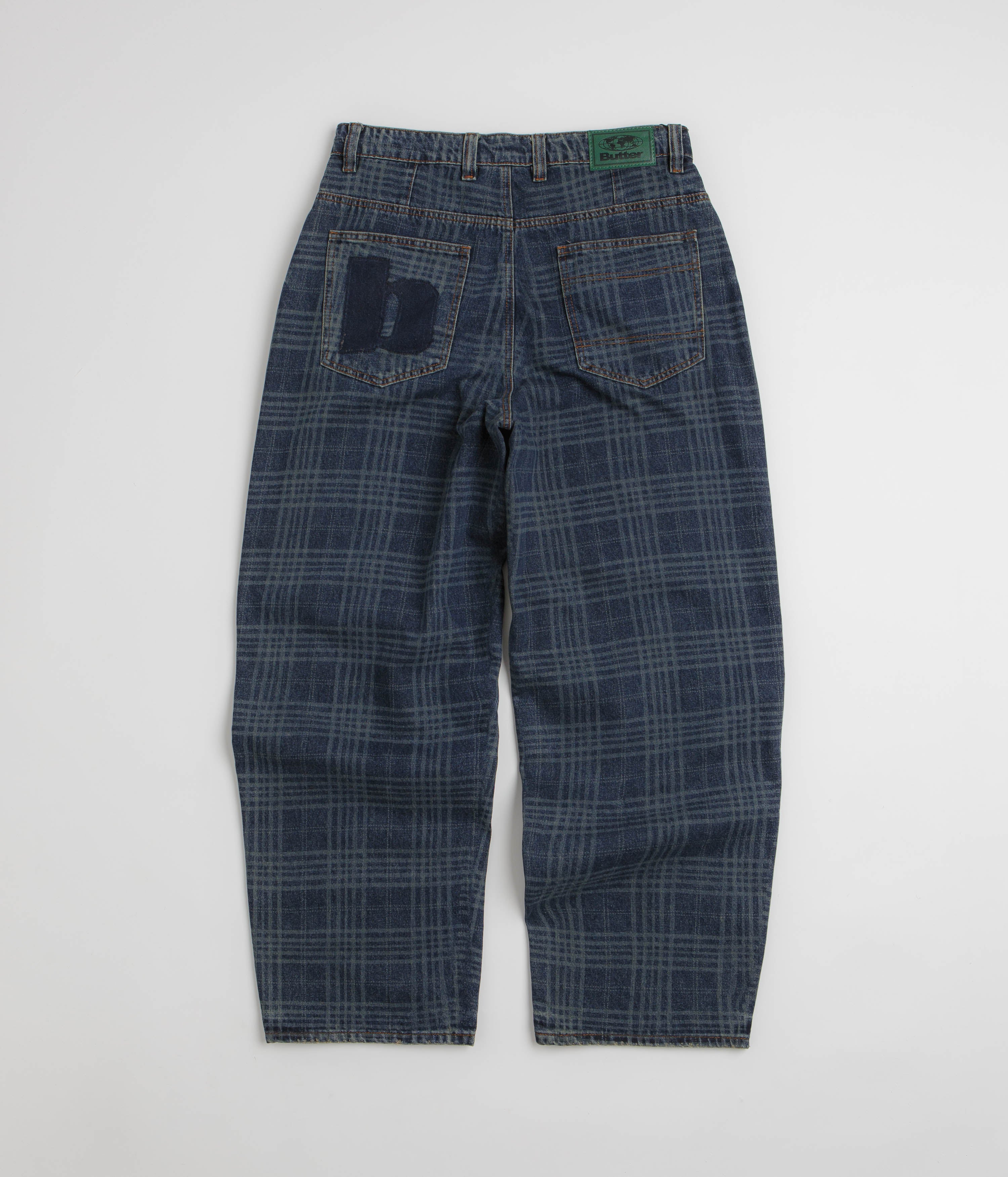 Butter Goods Burn Wide Cut Jeans - Dark Indigo Plaid - Image 3