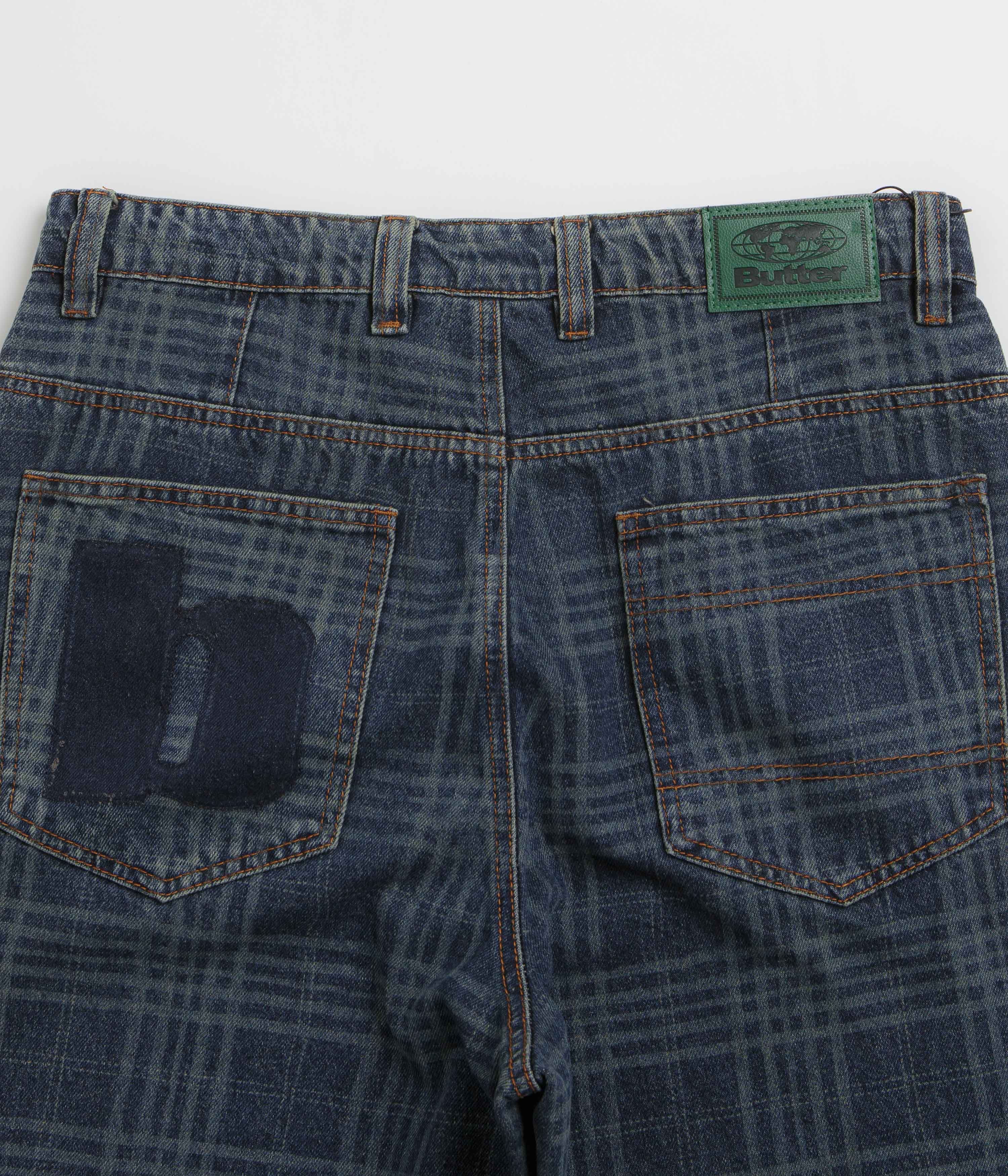 Butter Goods Burn Wide Cut Jeans - Dark Indigo Plaid - Image 6