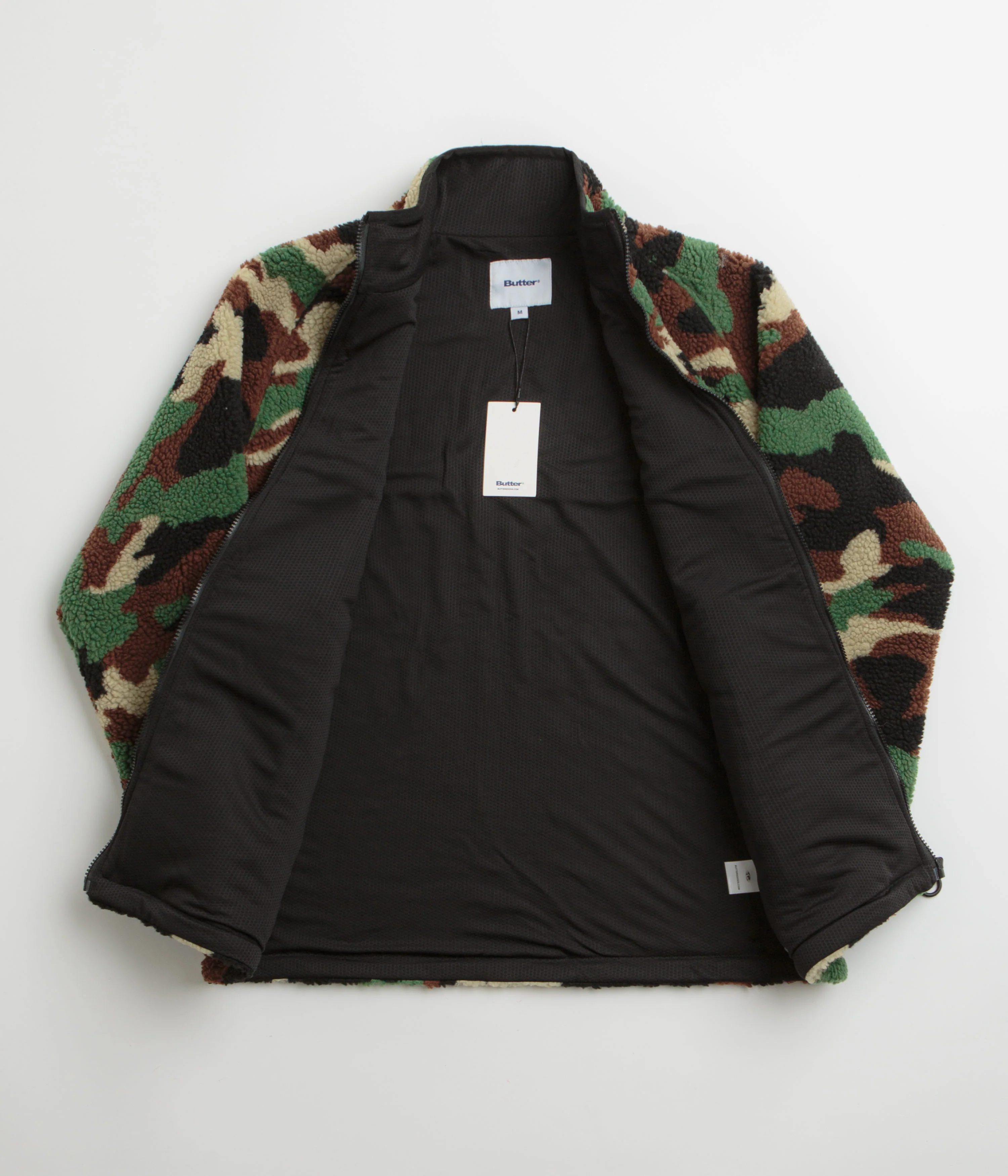 Butter Goods Camo Sherpa Jacket - Forest Green - Image 2