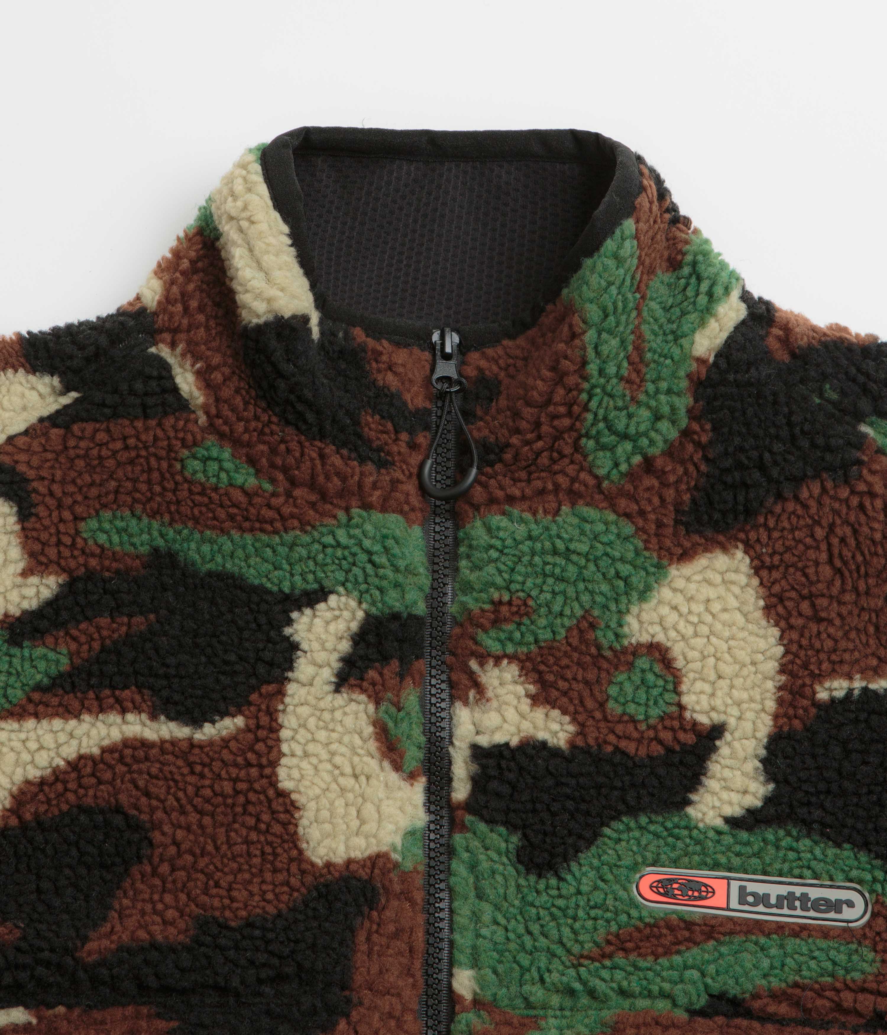 Butter Goods Camo Sherpa Jacket - Forest Green - Image 3