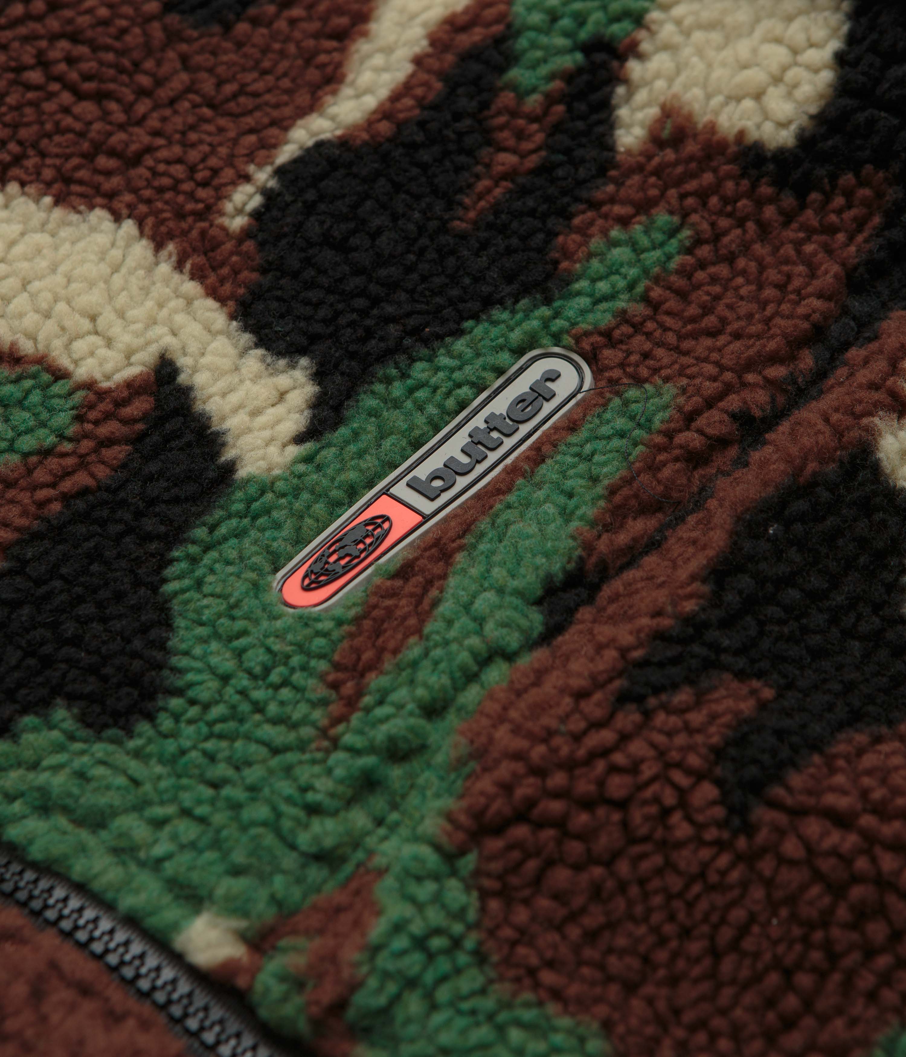 Butter Goods Camo Sherpa Jacket - Forest Green - Image 4