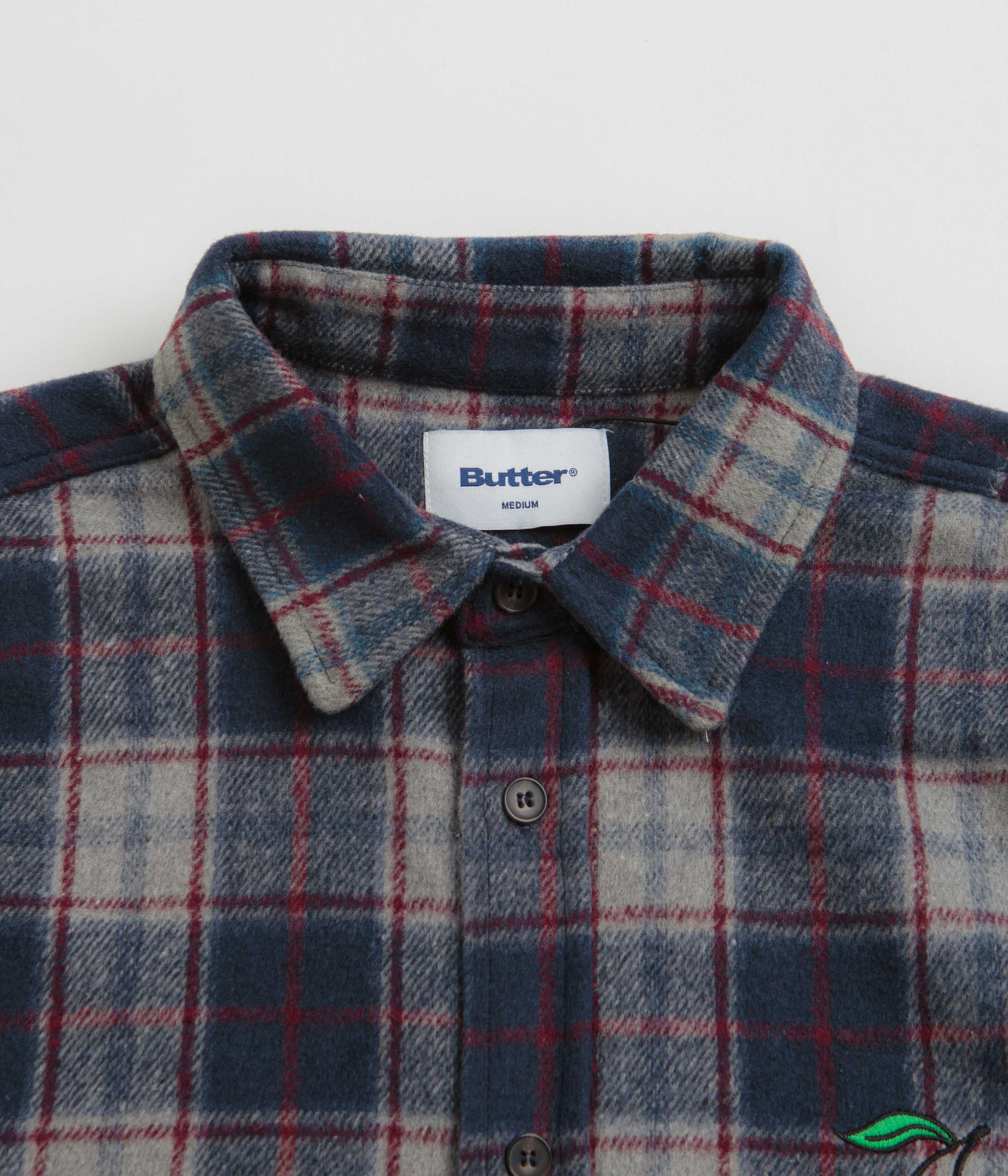 Butter Goods Cherry Flannel Shirt - Navy - Image 2
