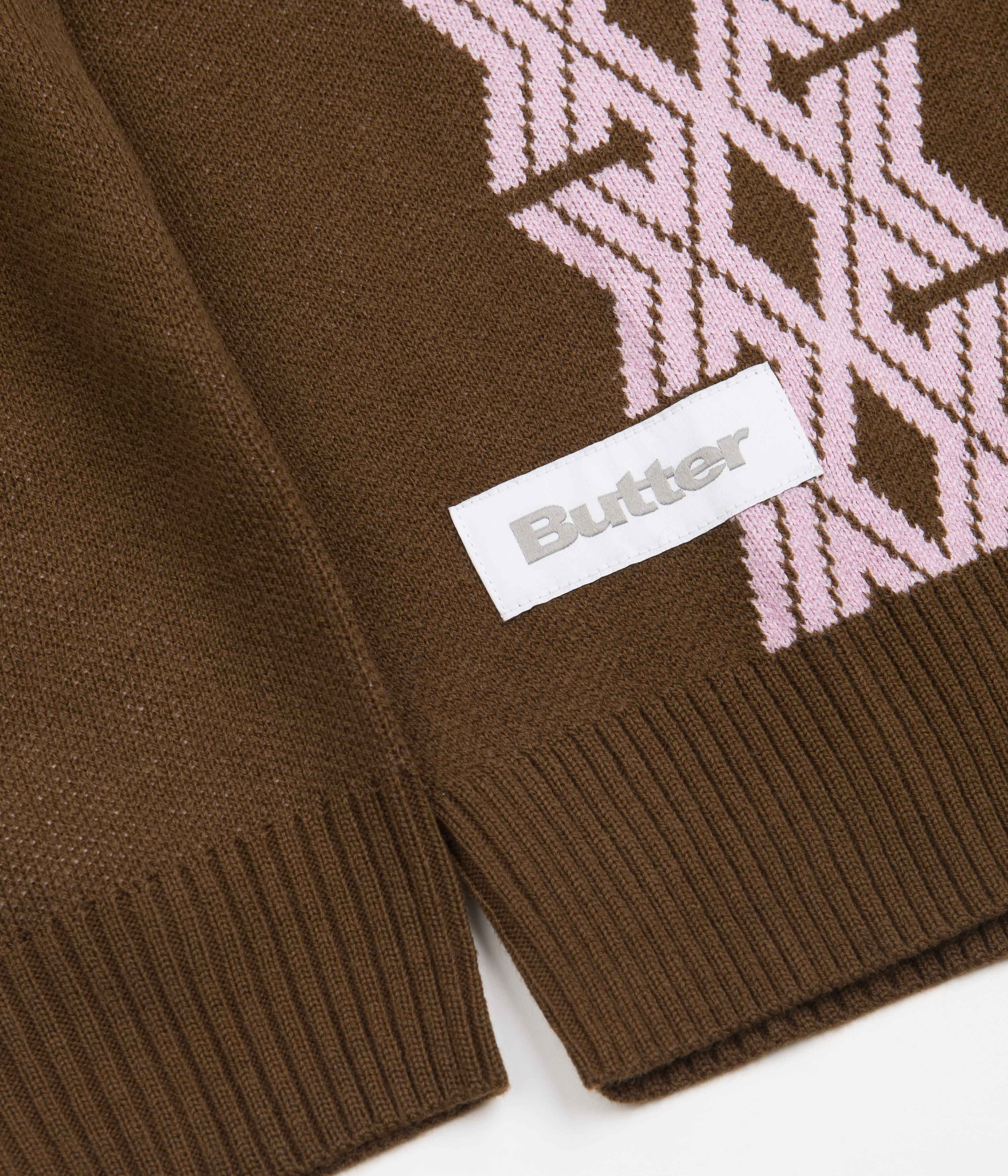 Butter Goods Club Knitted Cardigan - Chocolate - Image 2