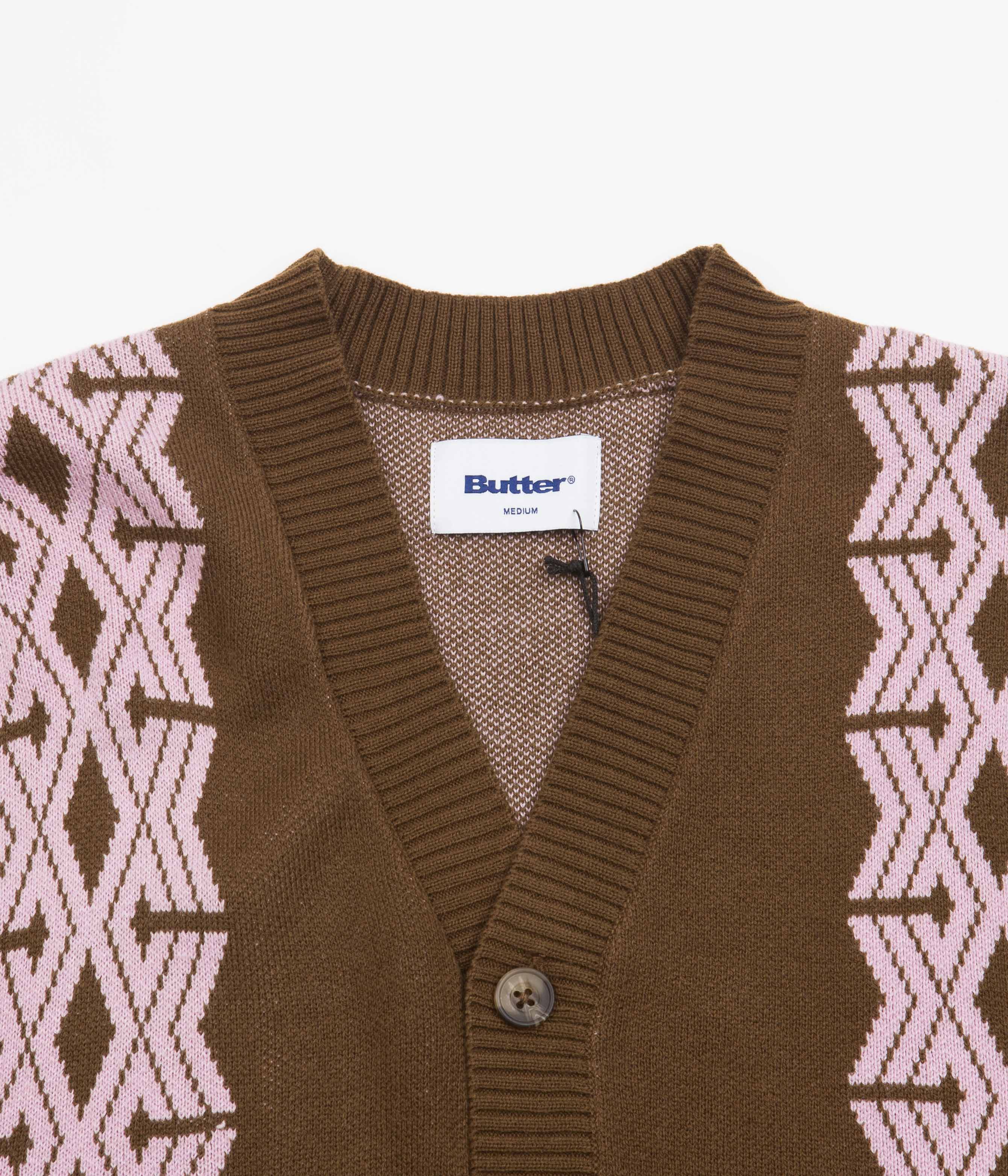 Butter Goods Club Knitted Cardigan - Chocolate - Image 3