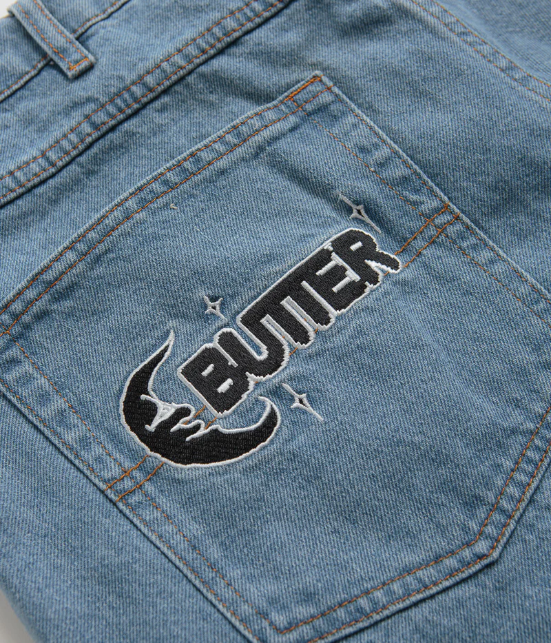 Butter Goods Critter Baggy Denim Shorts - Washed Indigo - Image 9