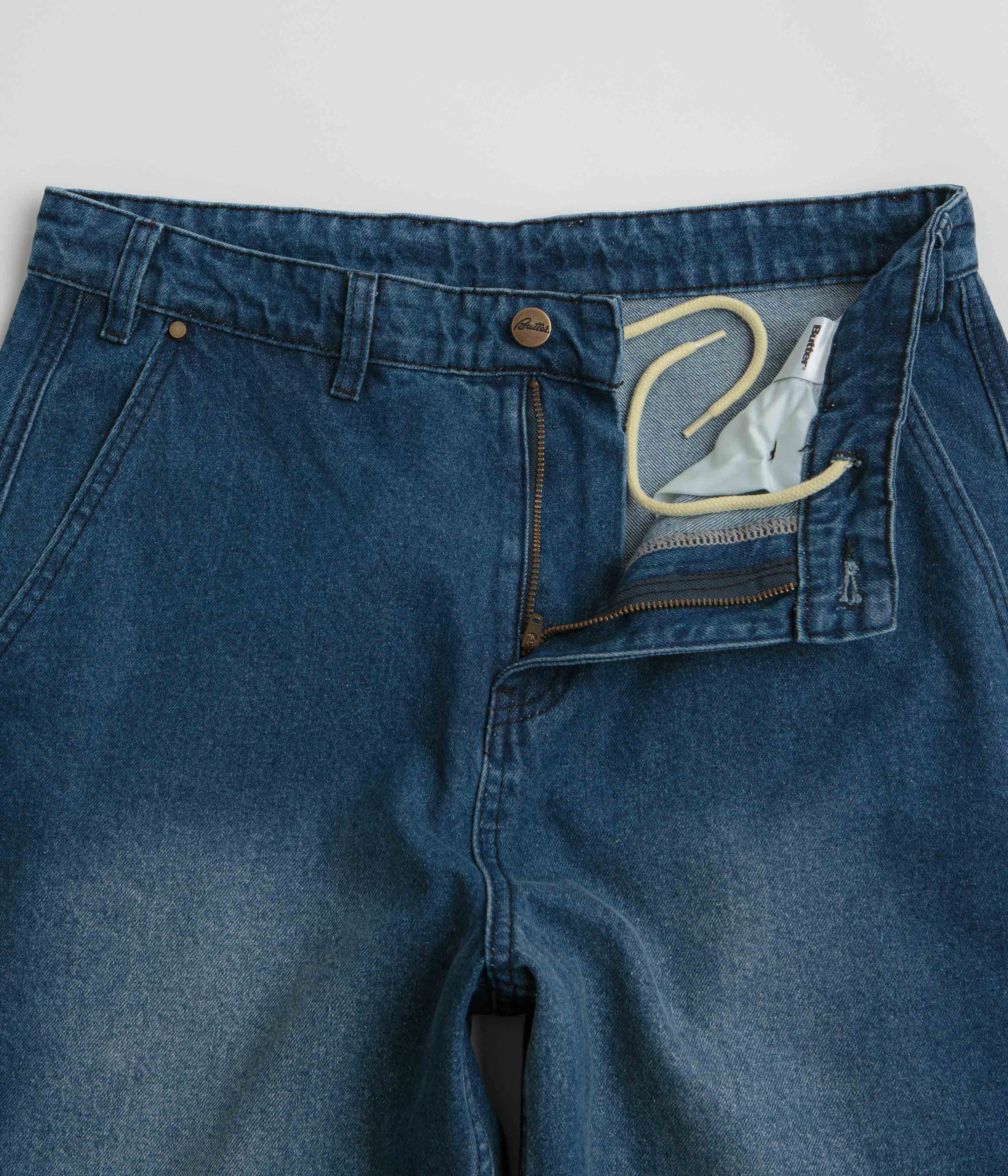 Butter Goods Denim Work Pants - Distressed Indigo - Image 6