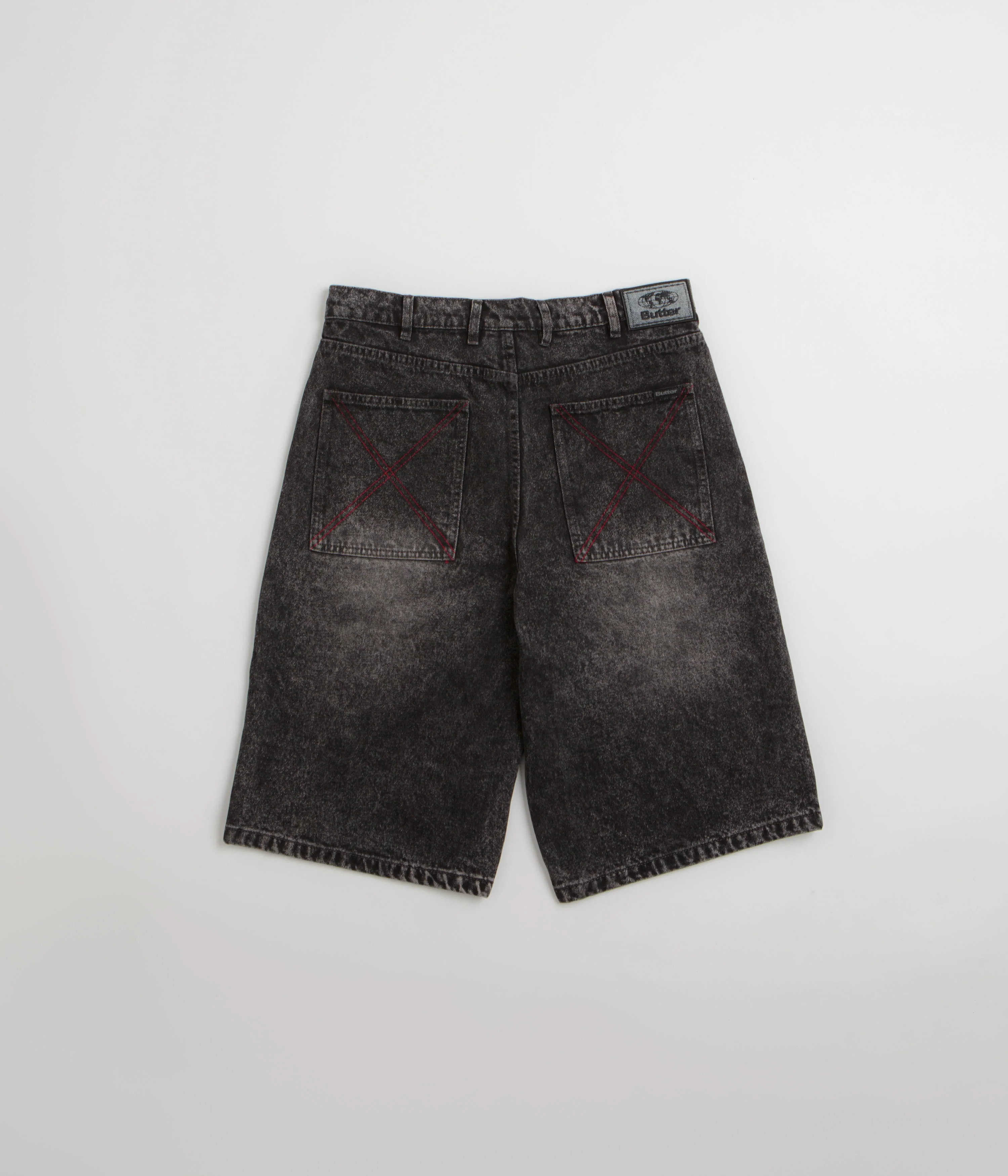 Butter Goods Distressed Big Denim Shorts - Gun Metal - Image 3