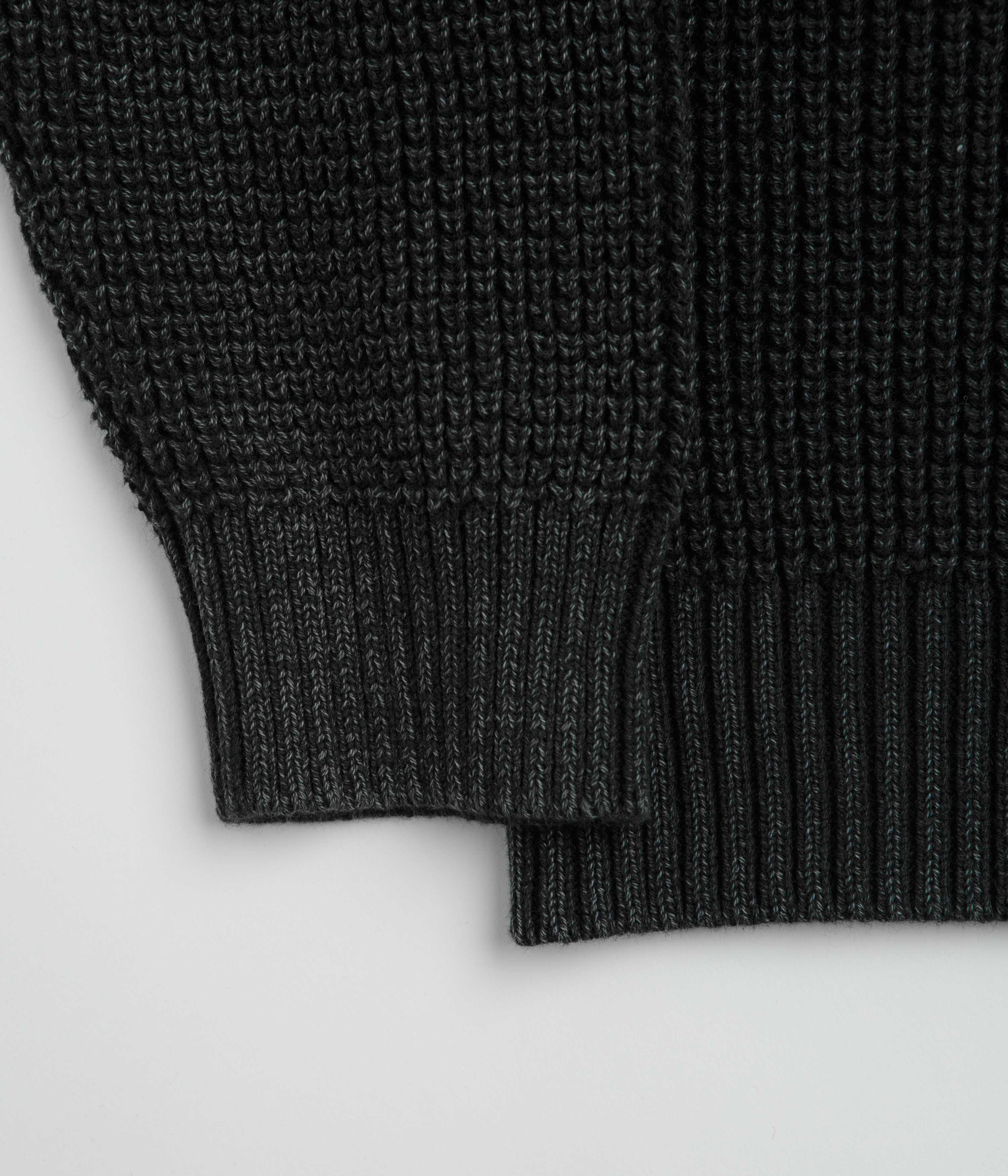 Butter Goods Distressed Waffle Knit Crewneck Sweatshirt - Washed Black - Image 4