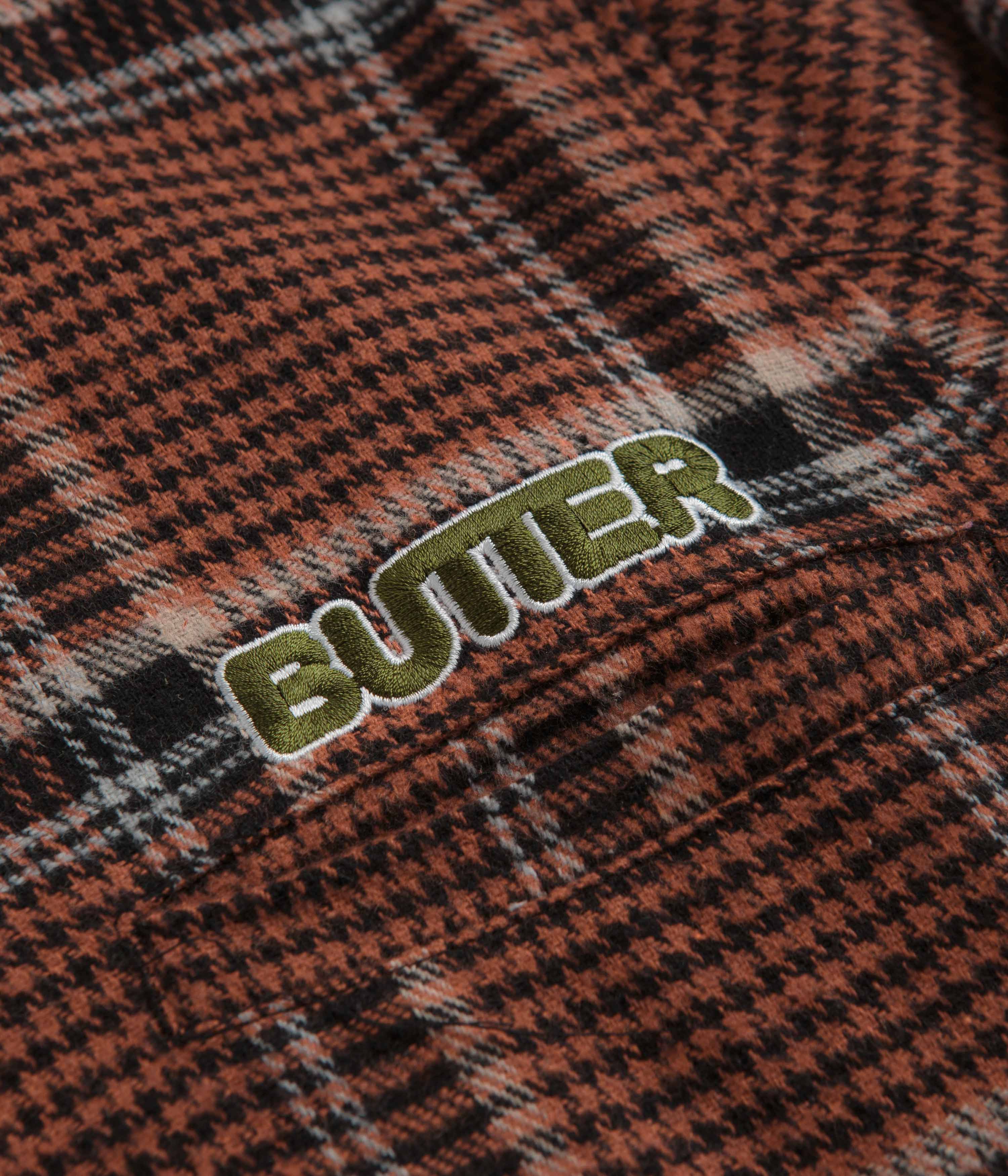 Butter Goods Dougie Plaid Overshirt - Rust / Black / White - Image 3
