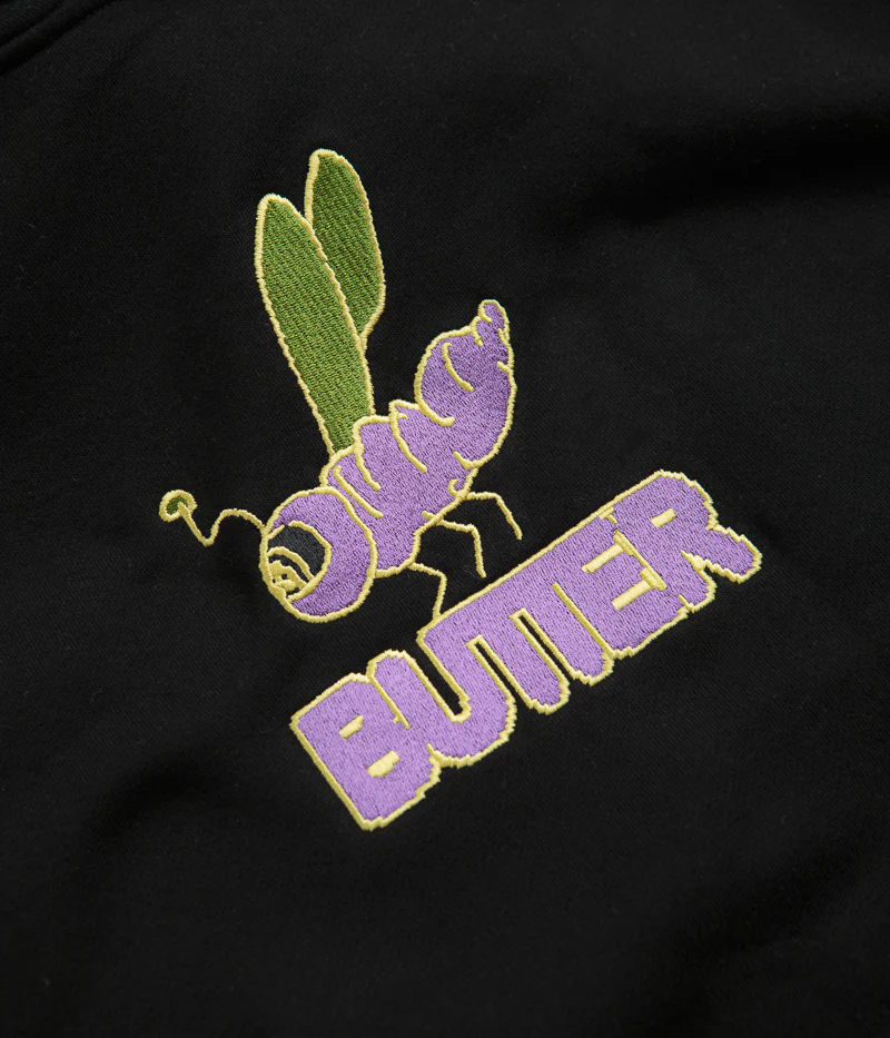 Butter Goods Dragonfly Embroidered Hoodie - Black - Image 3