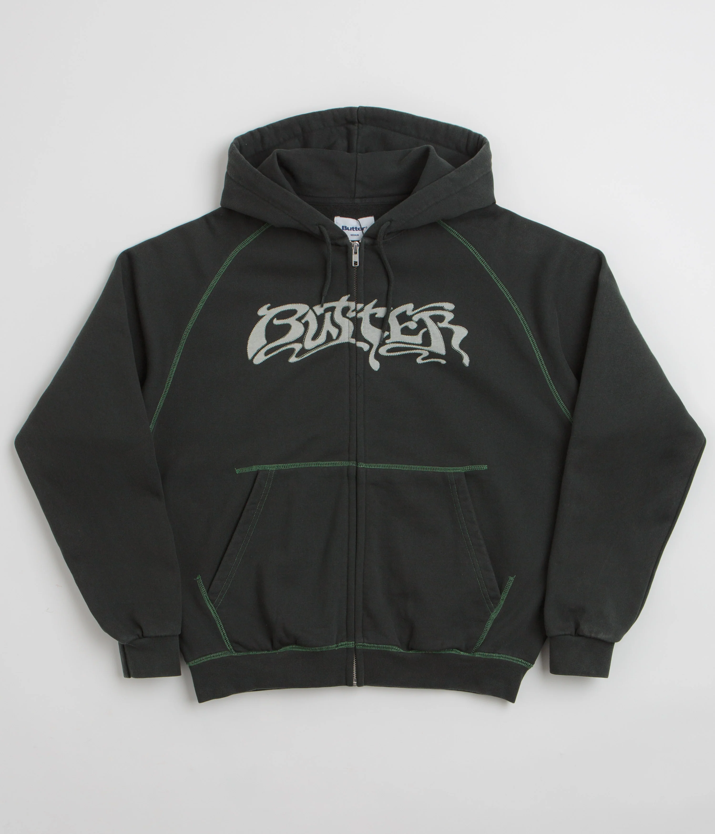Butter Goods Drummer Zip-Thru Hoodie - Washed Black