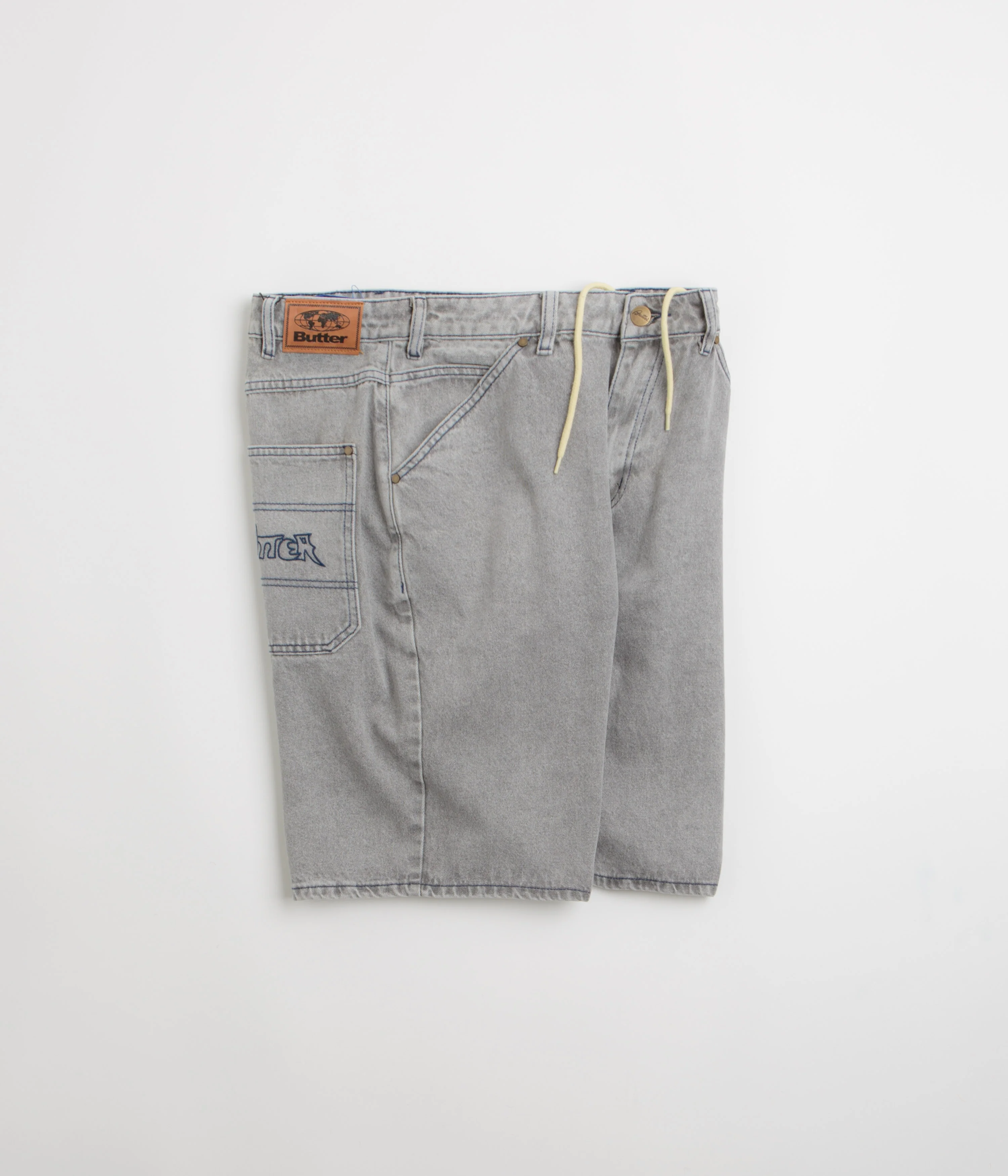 Butter Goods Encounter Denim Shorts - Washed Soft Grey - Image 2