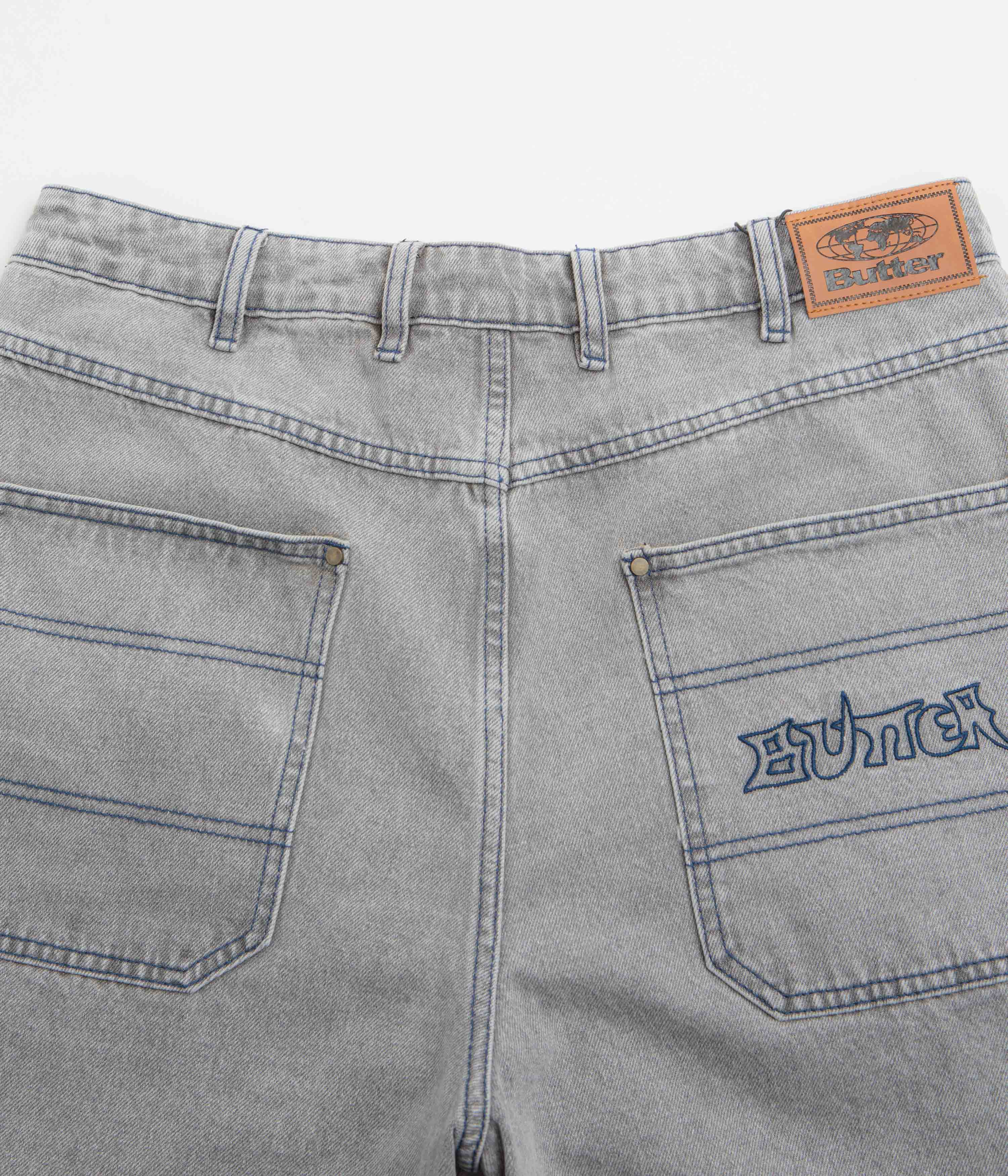 Butter Goods Encounter Denim Shorts - Washed Soft Grey - Image 7