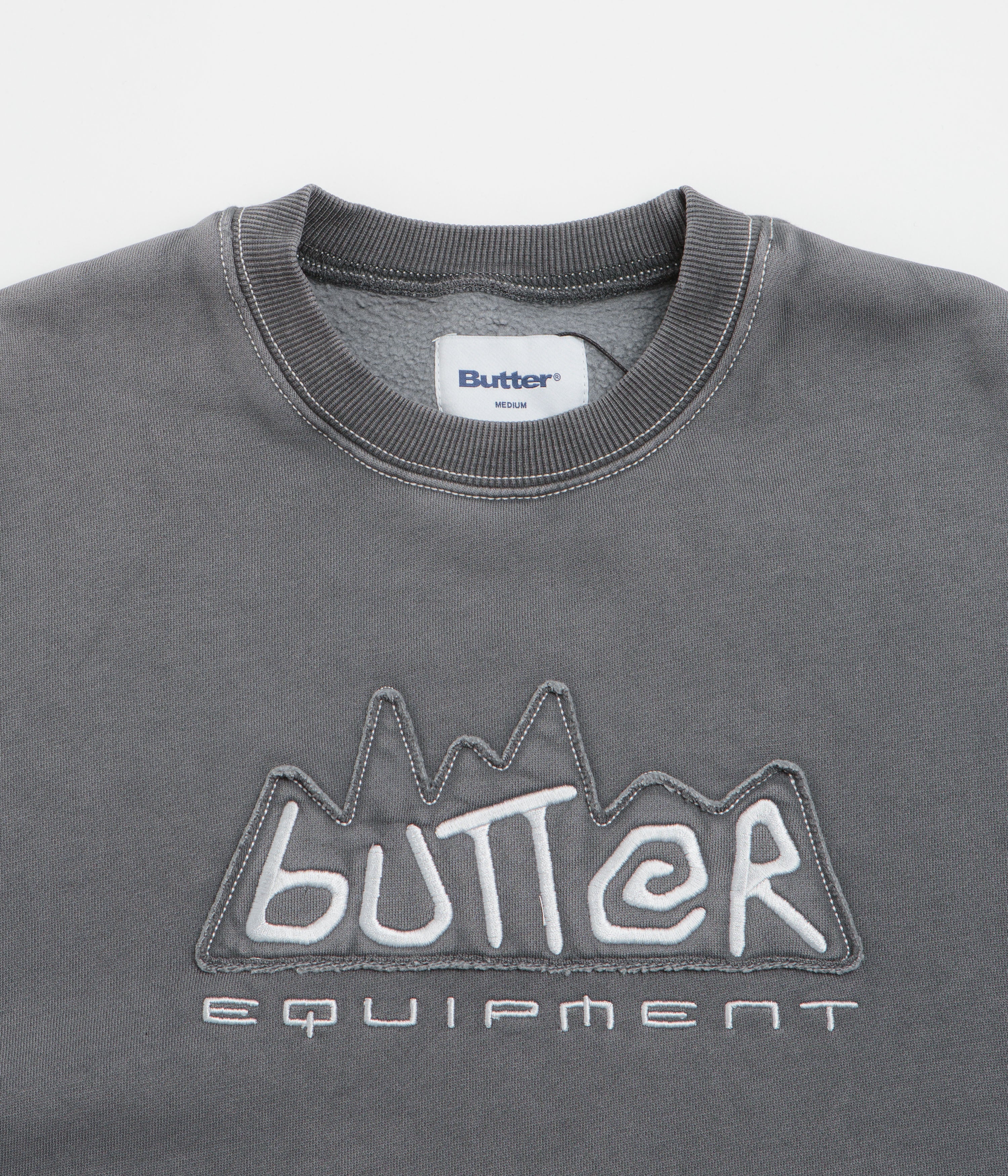 Butter Goods Equipment Applique Crewneck Sweatshirt - Washed Black - Image 2