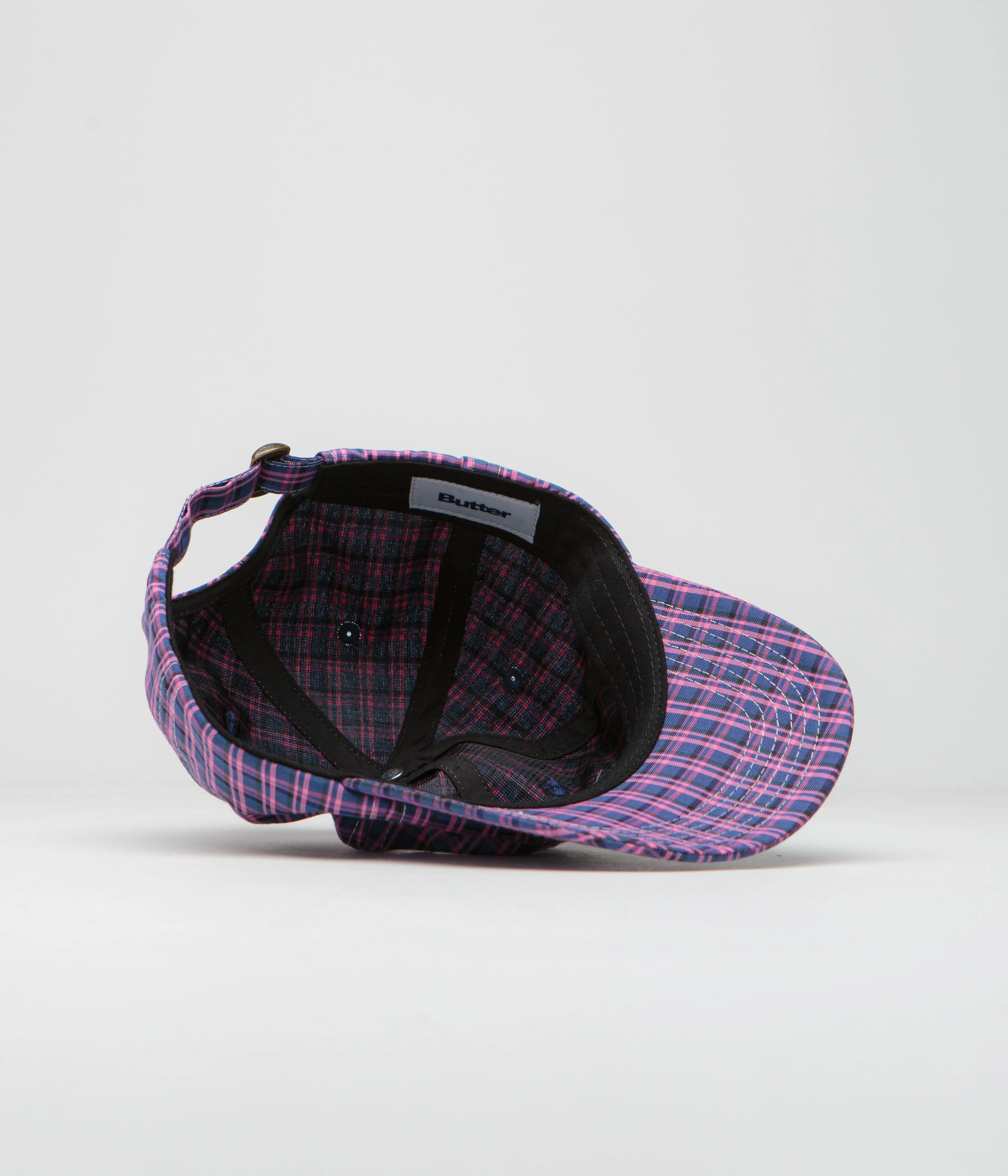 Butter Goods Equipt Plaid Cap - Navy / Pink - Image 4