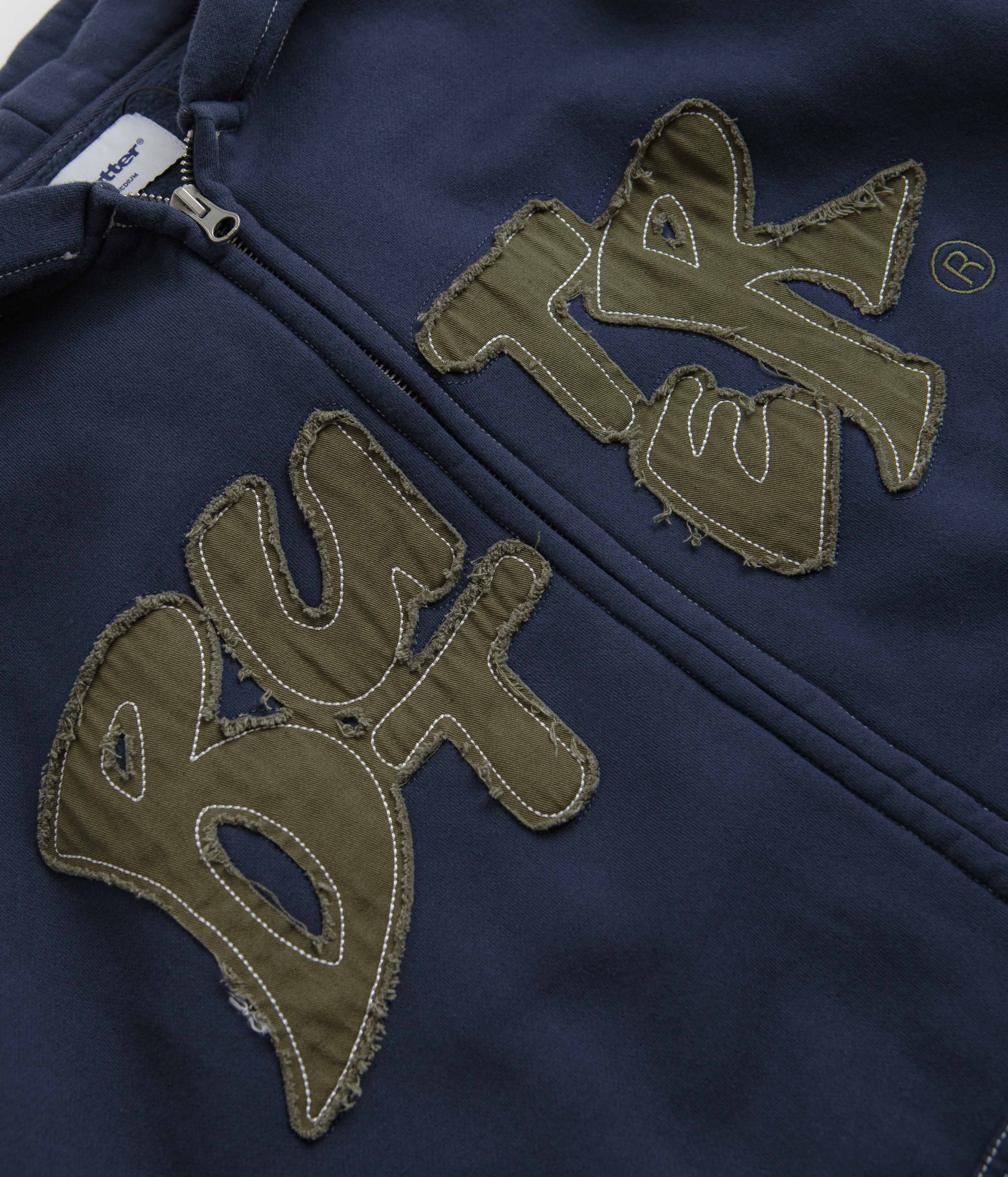 Butter Goods Fabric Applique Zip-Thru Hoodie - Navy - Image 3