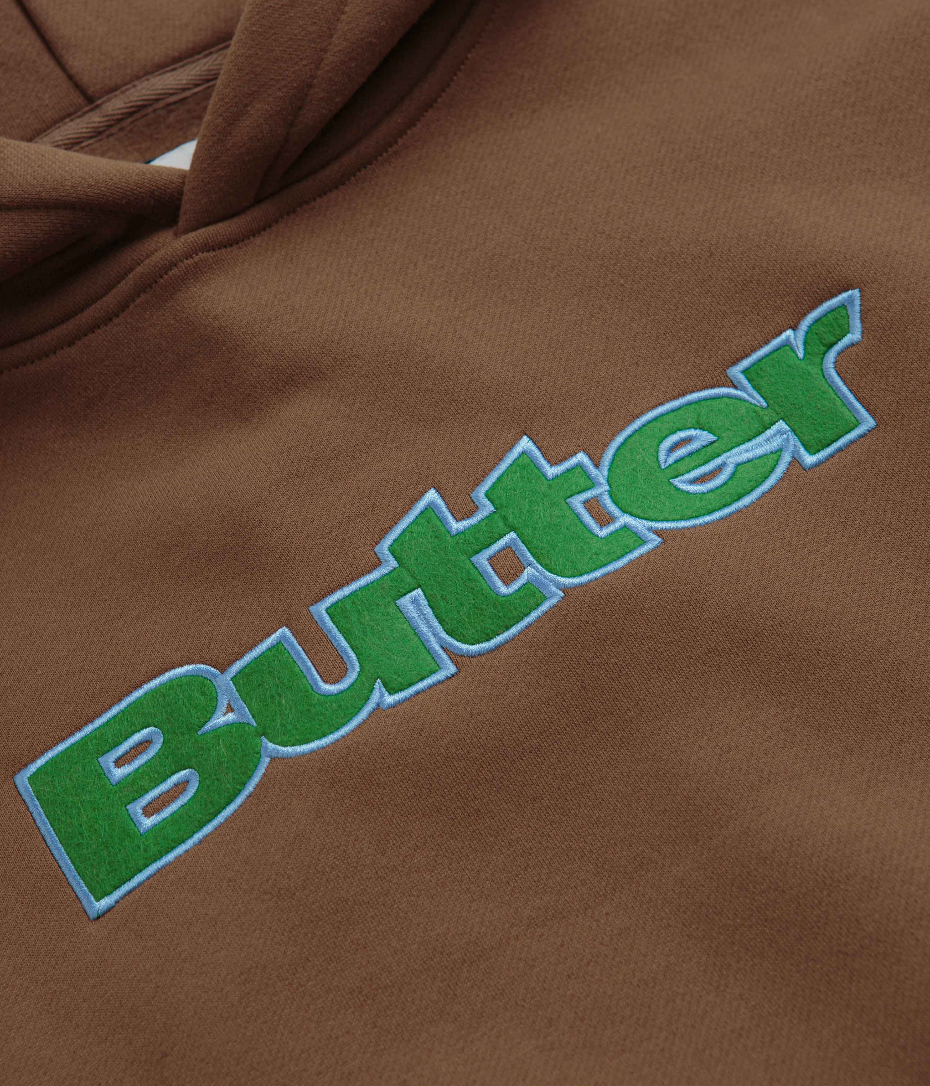 Butter Goods Felt Logo Applique Hoodie - Brown - Image 3