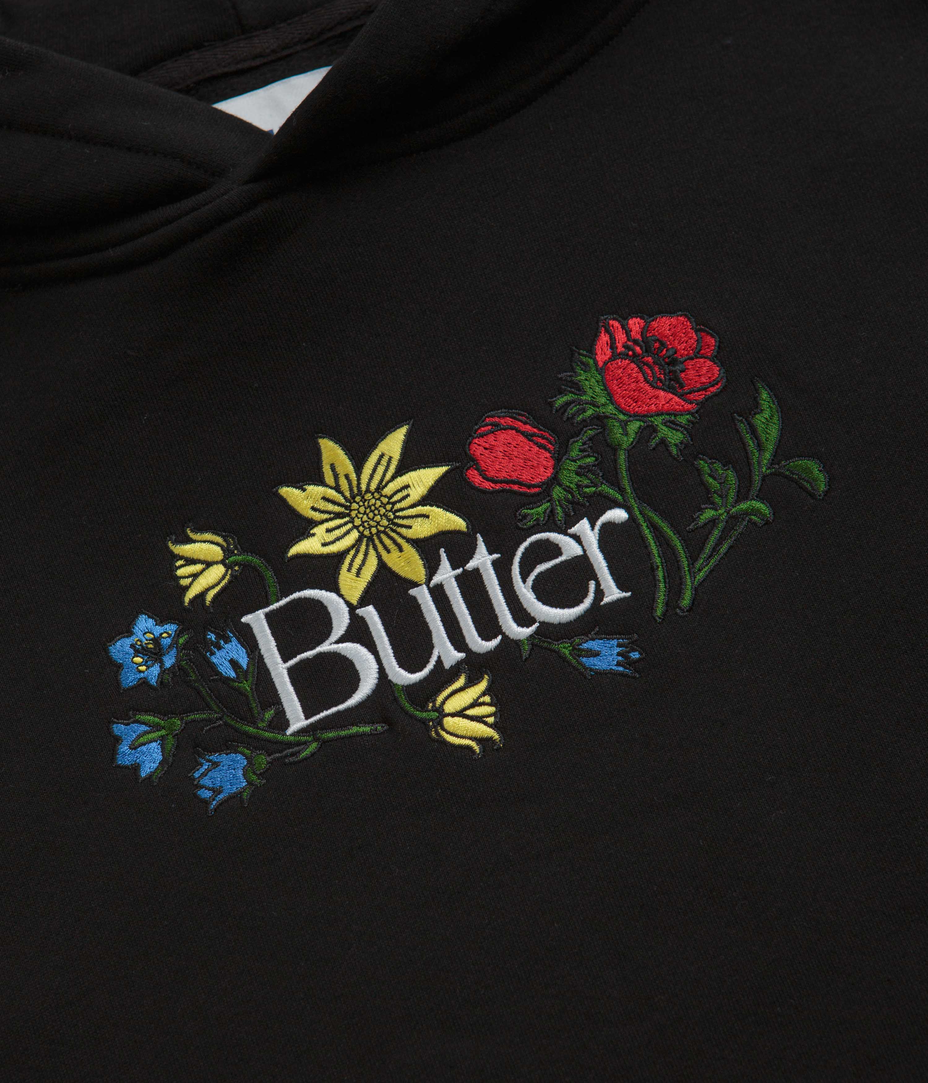 Butter Goods Floral Embroidered Hoodie - Black - Image 3