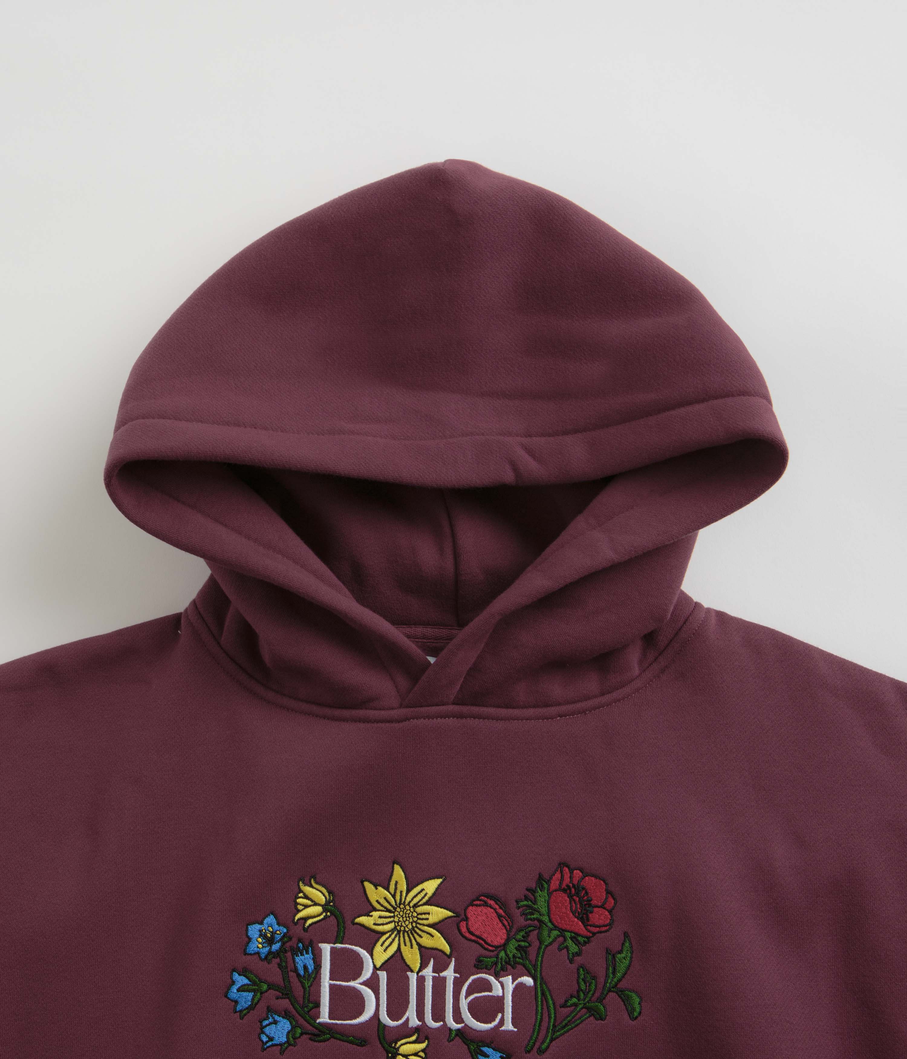 Butter Goods Floral Embroidered Hoodie - Wine - Image 2
