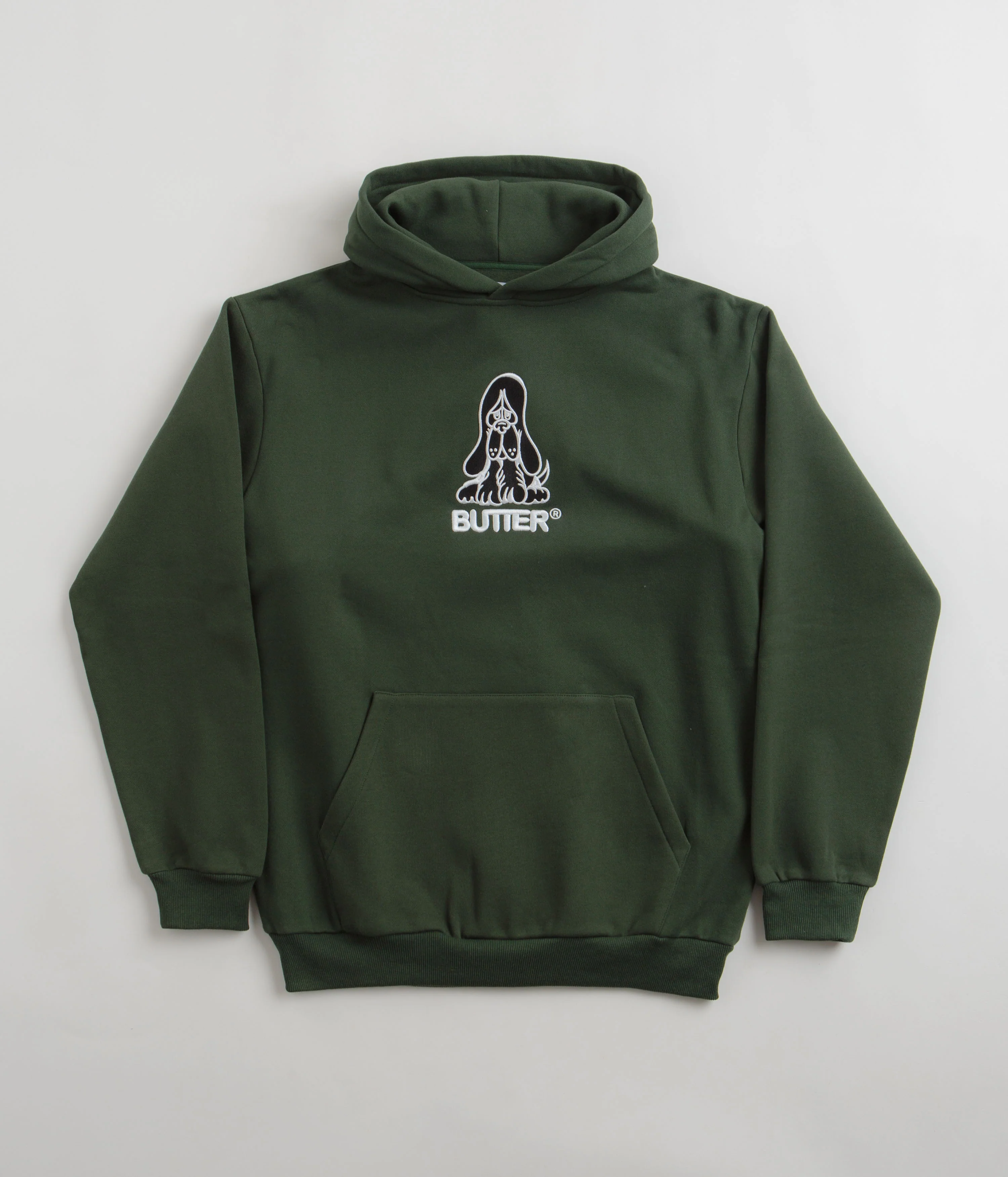 Butter Goods Hound Embroidered Hoodie - Dark Green